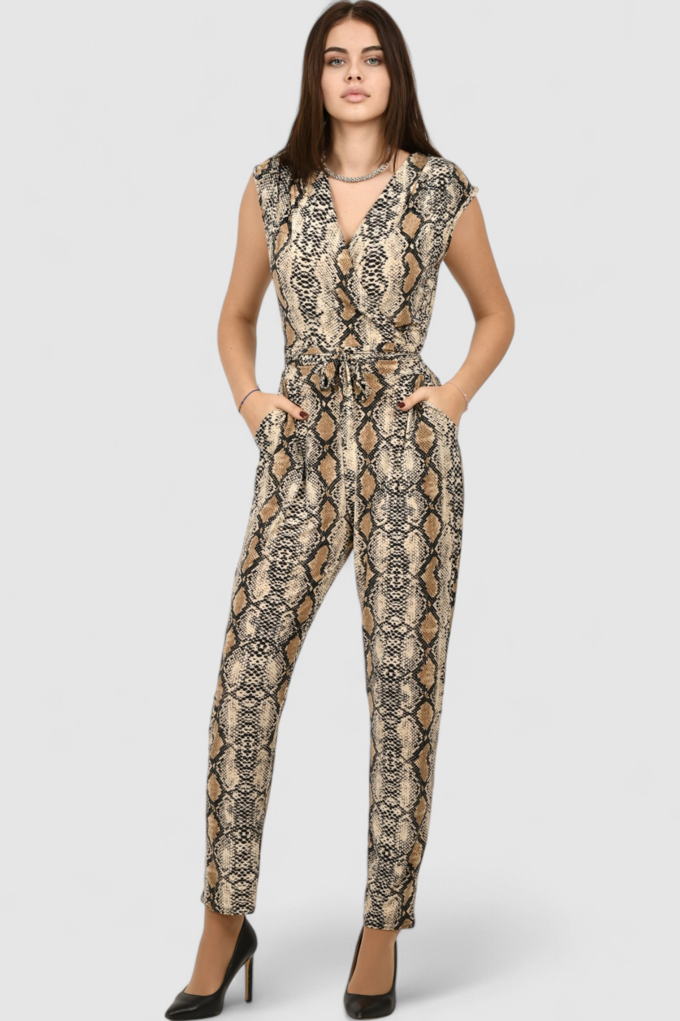 Ženski elegantni kombinezon zmijski uzorak Frankie