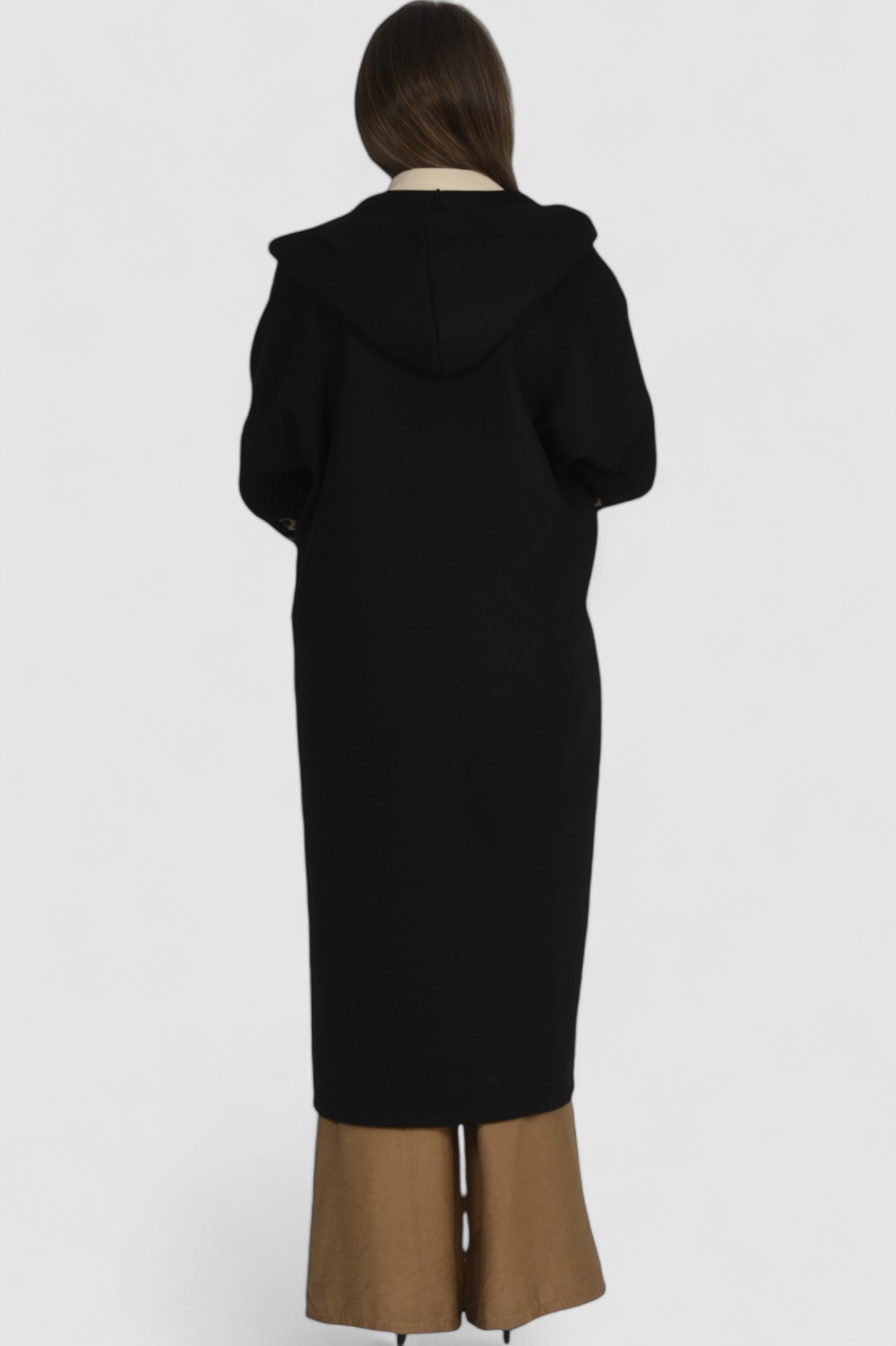 Ženski crni dugi kaput Zayna