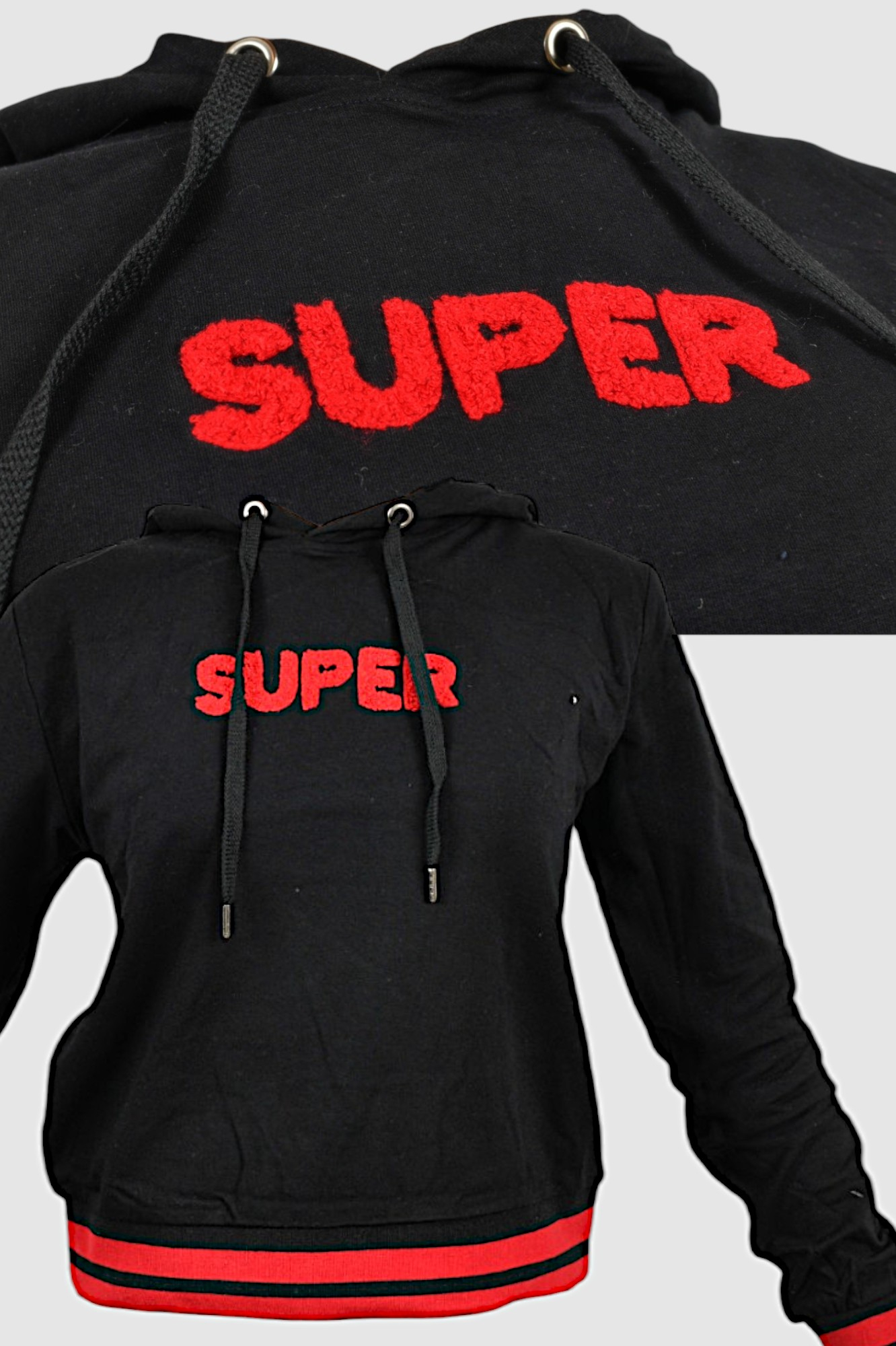 Ženska crna hoodica sa kapuljačom Mela