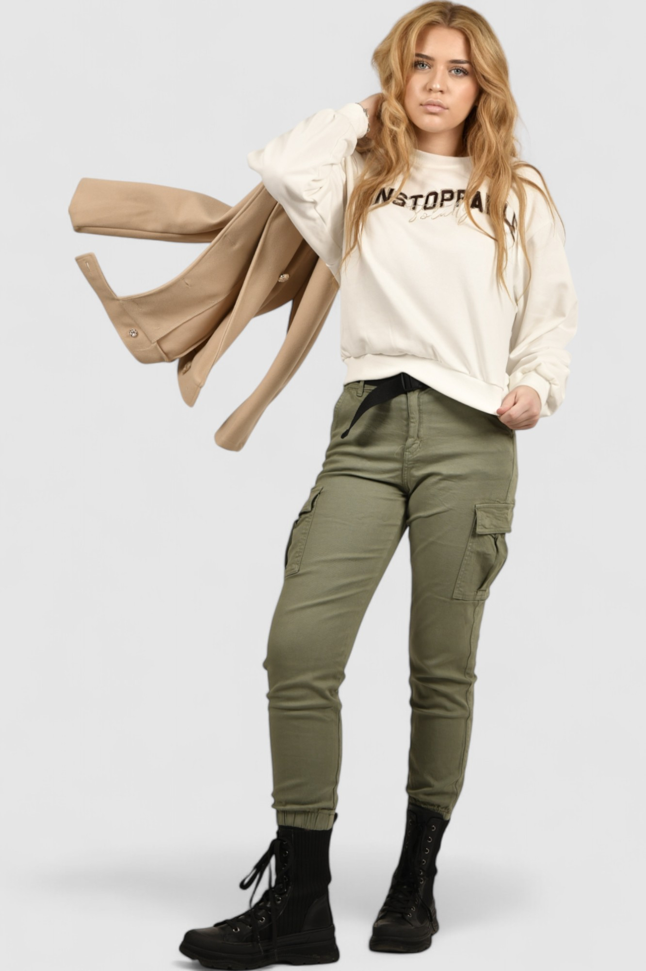 Ženska bijela hoodica bez kapuljače Amaya