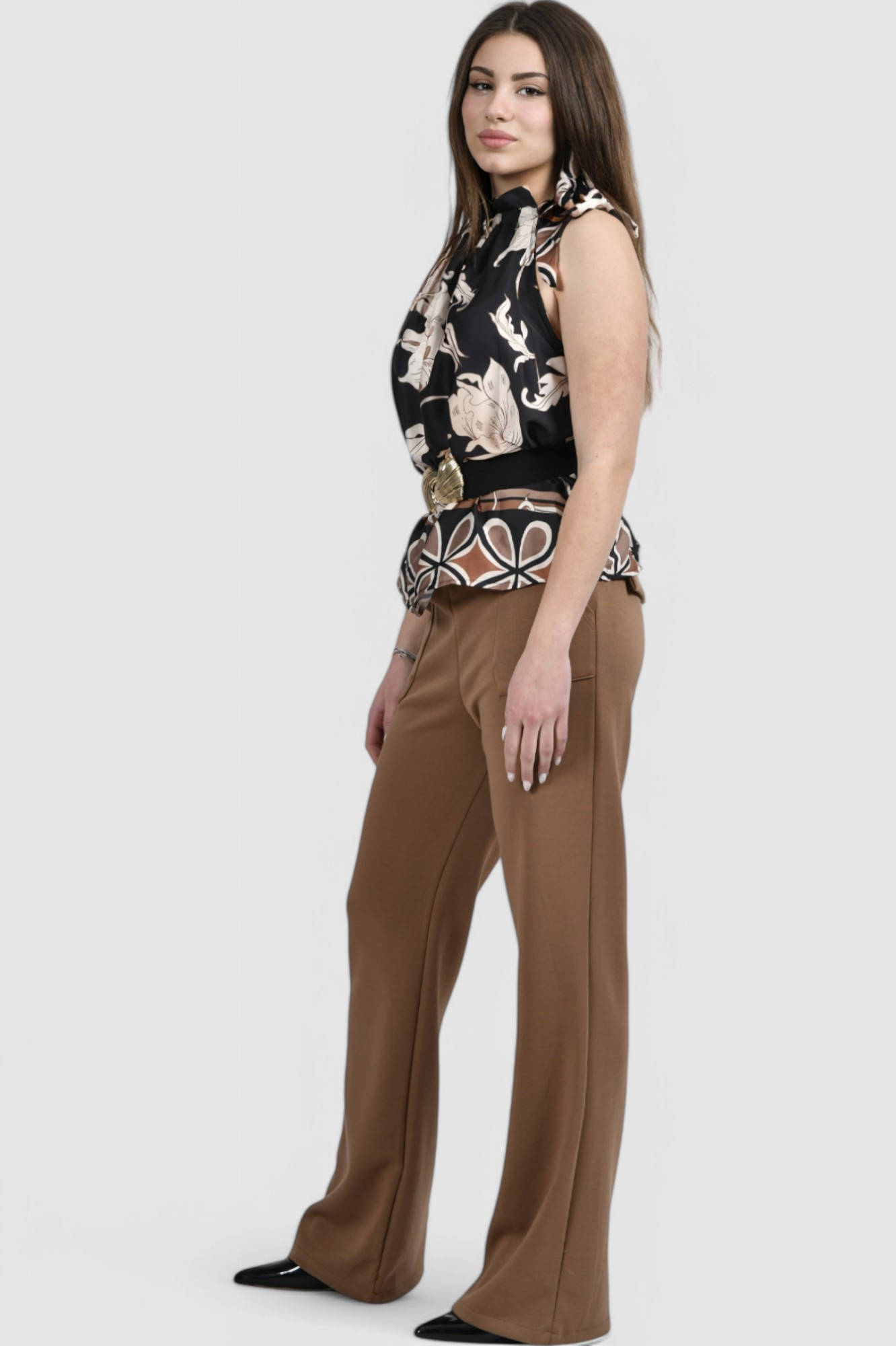 Ženska crna elegantna bluza Camellia