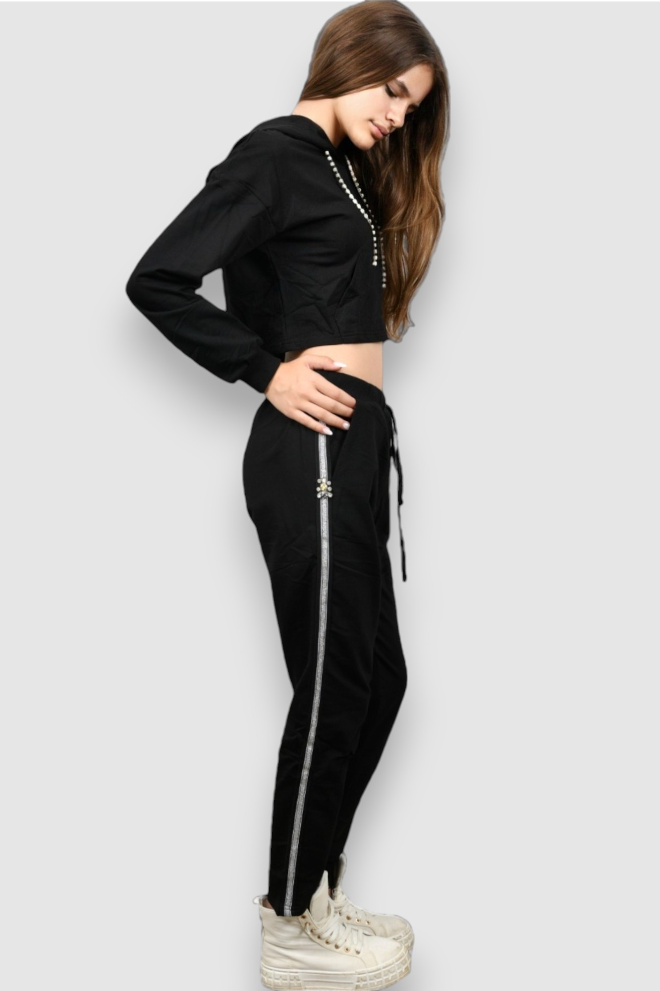 Ženski crni donji dio trenirke Valencia