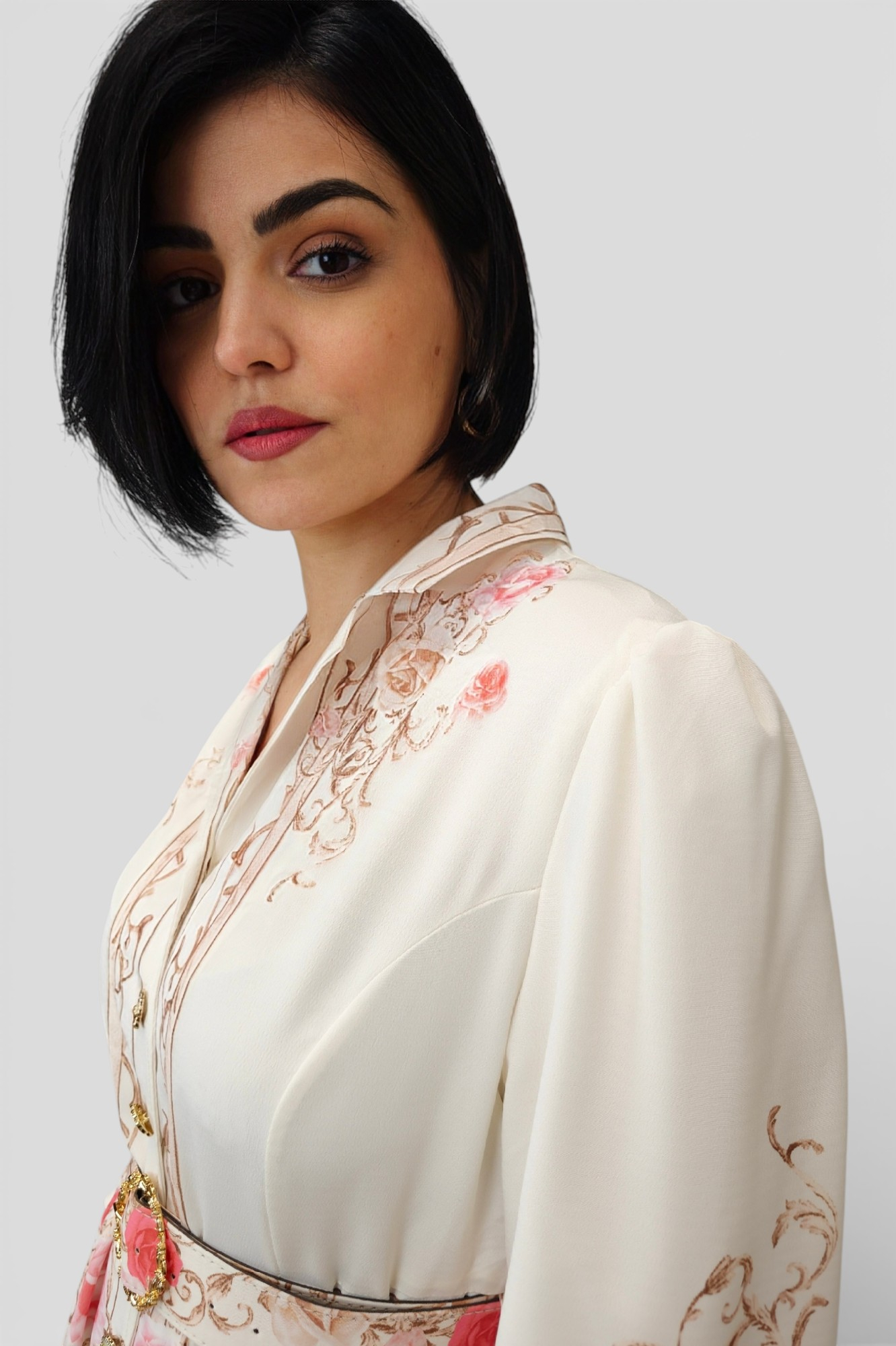 Bež elegantna haljina Monica u francuskom vintage stilu