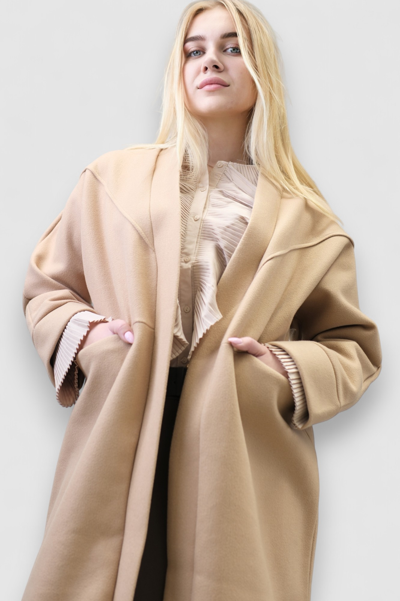 Ženski smeđi dugi kaput Carly