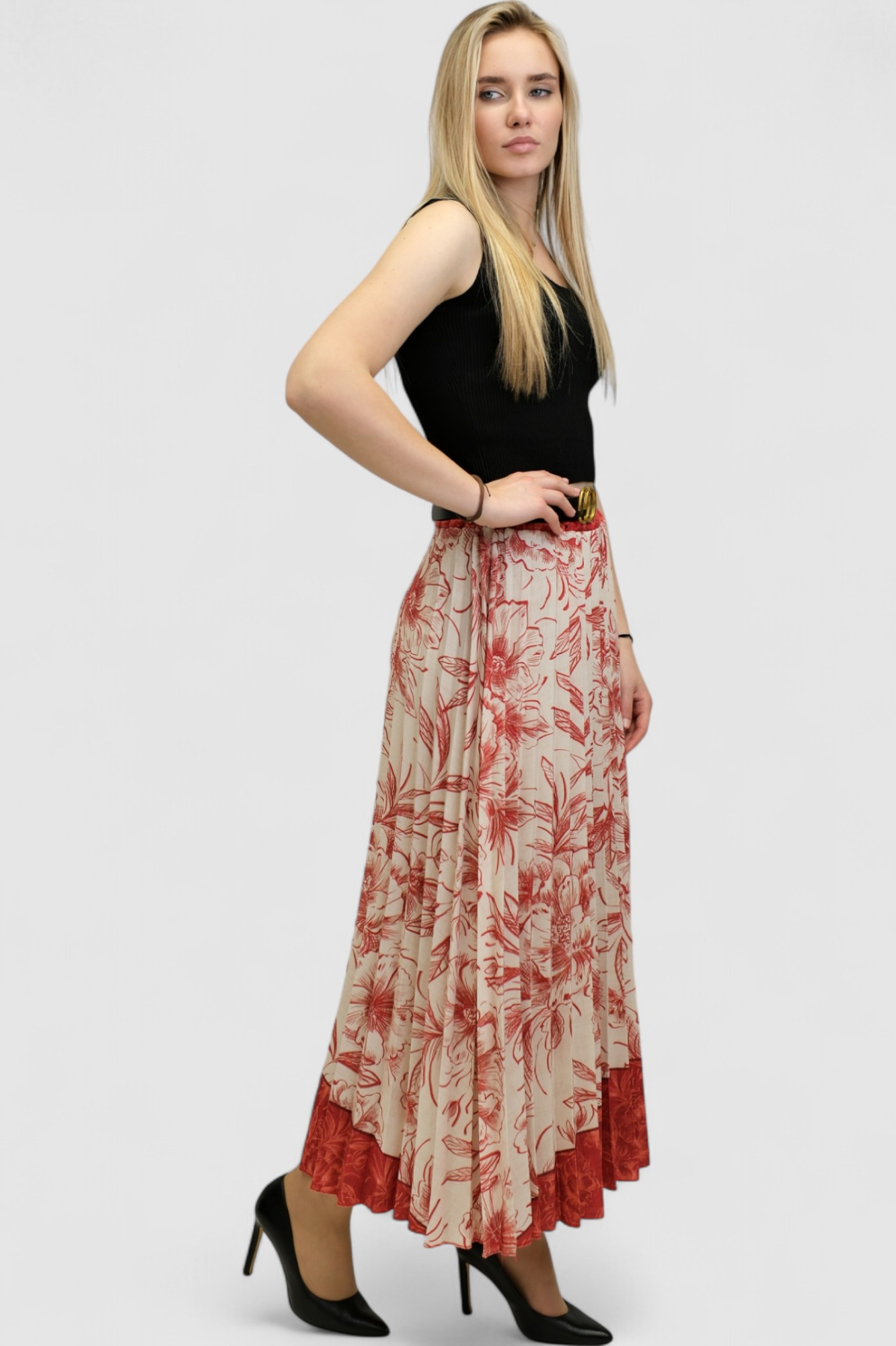 Ženska crvena plisirana suknja Carine