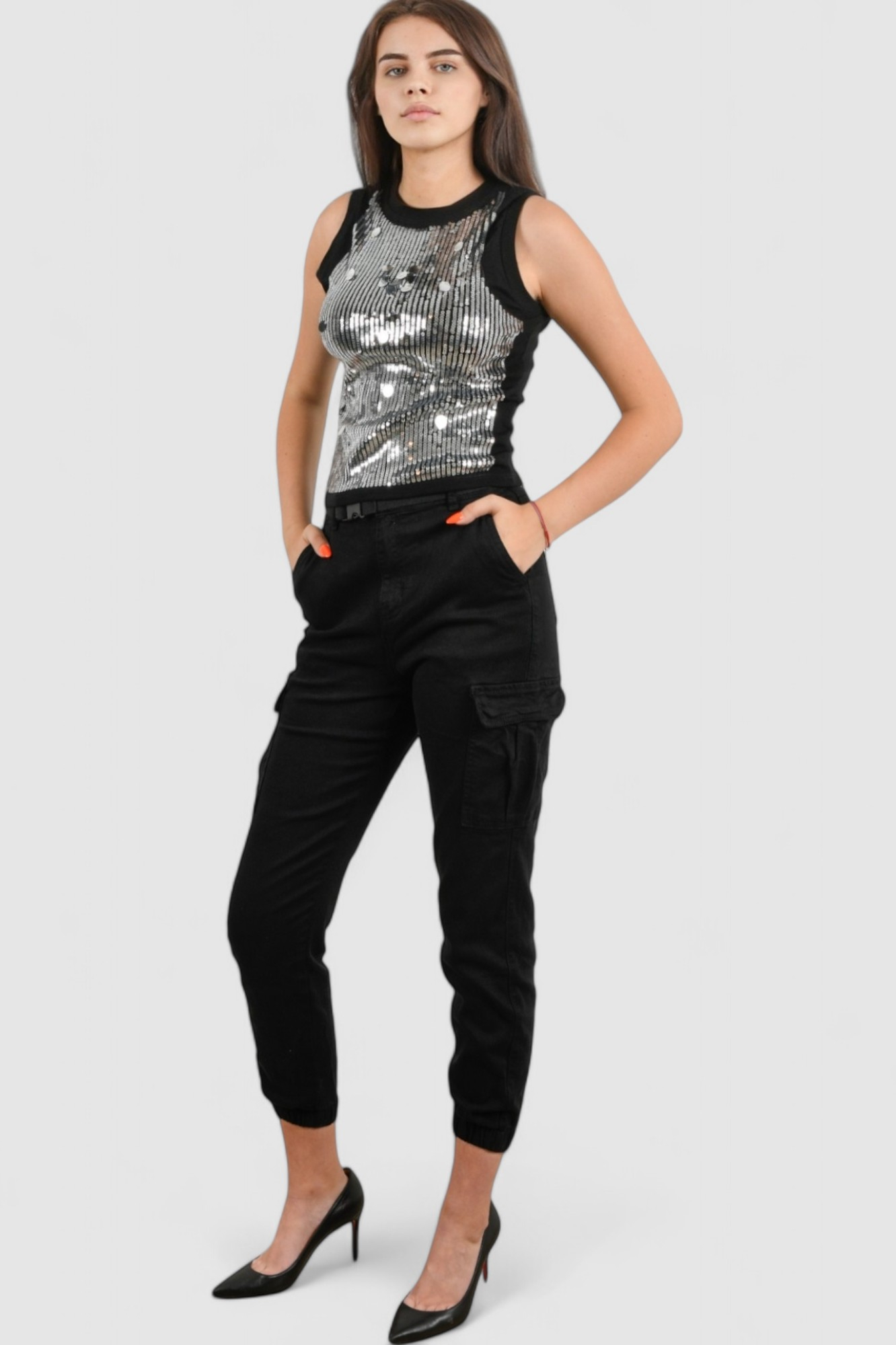 Ženska srebrna majica bez rukava Lumi