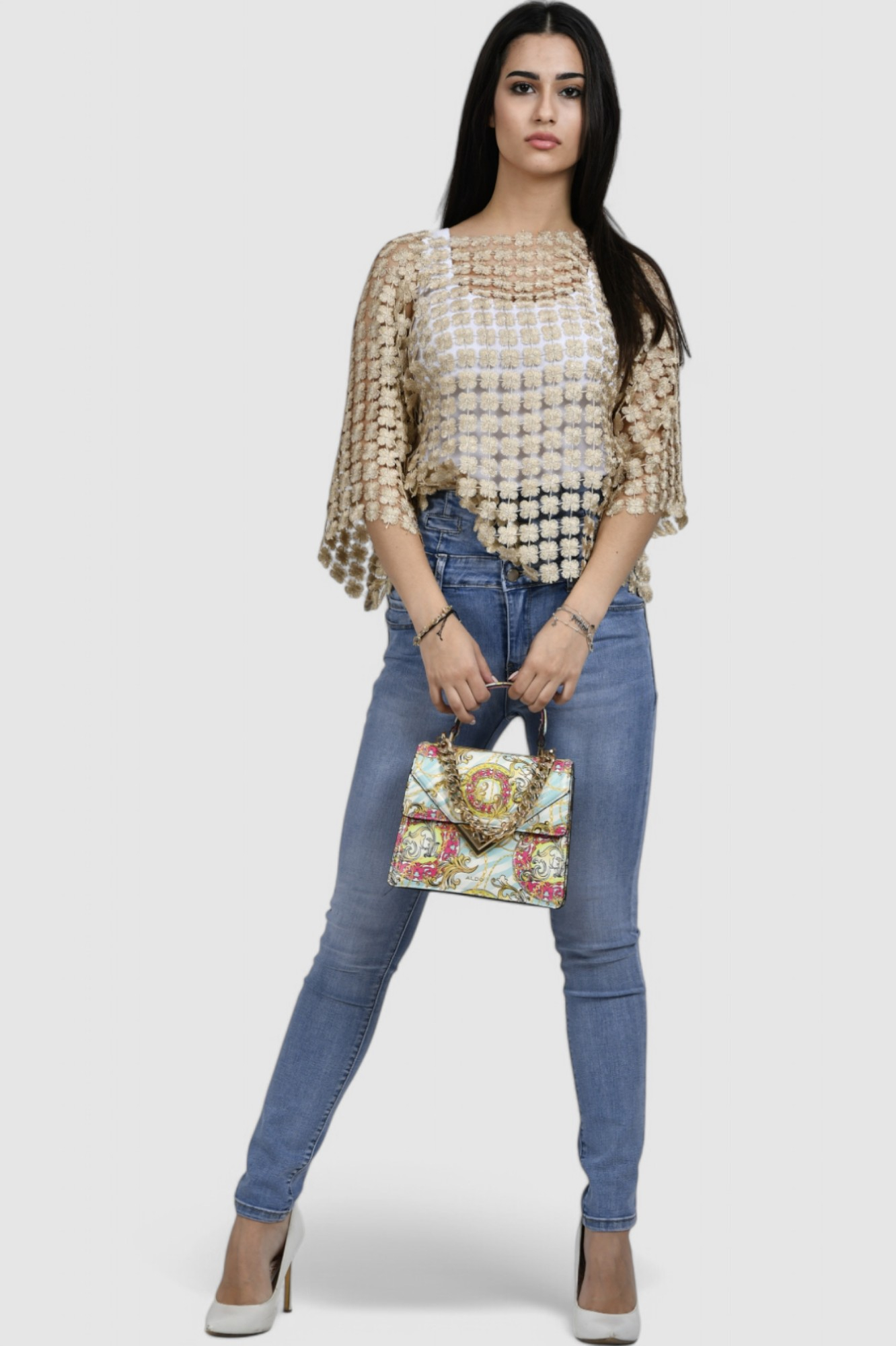 Ženski zlatni party top Elodiie