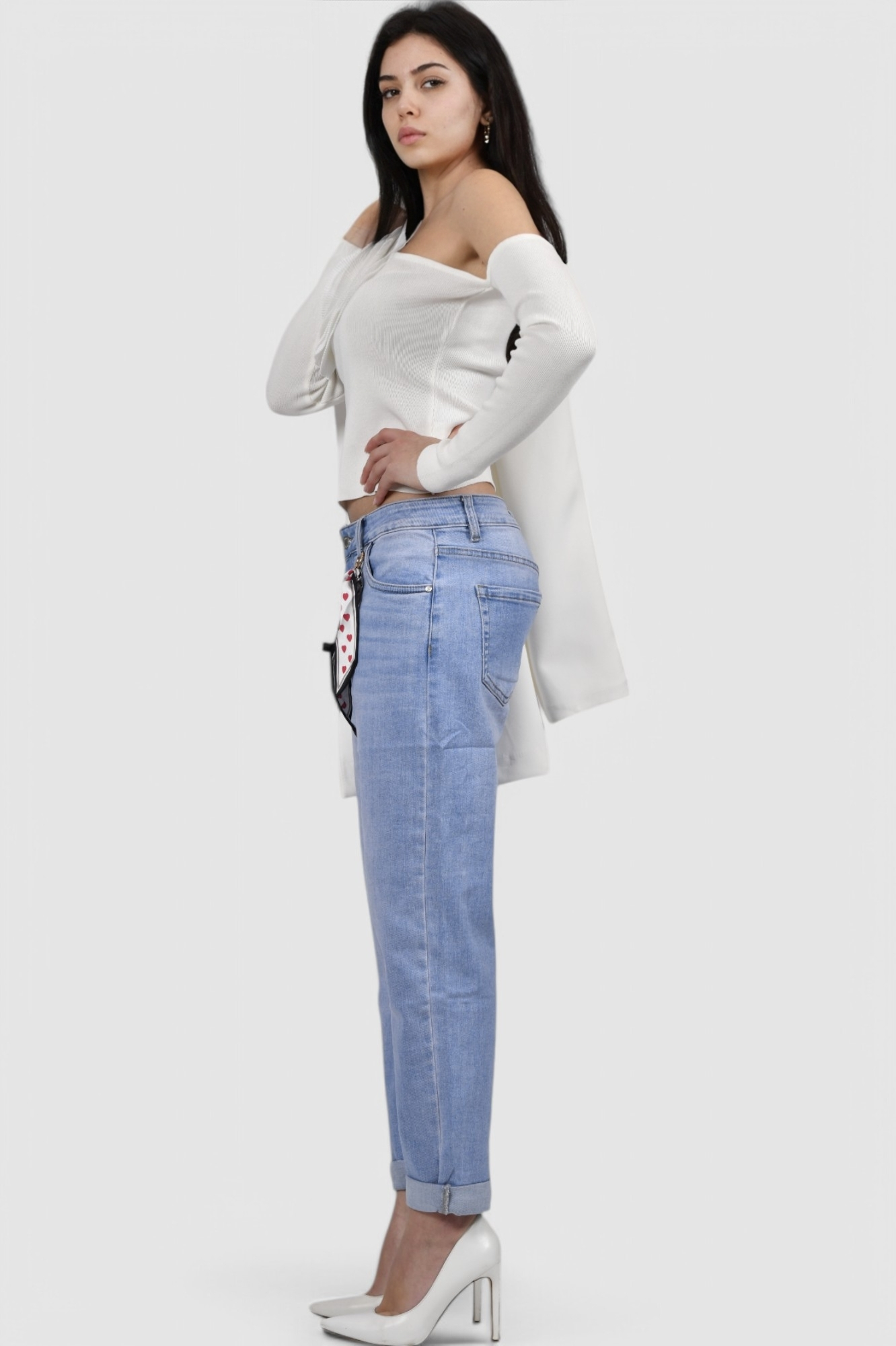 Ženska bijela majica dugi rukav Elena