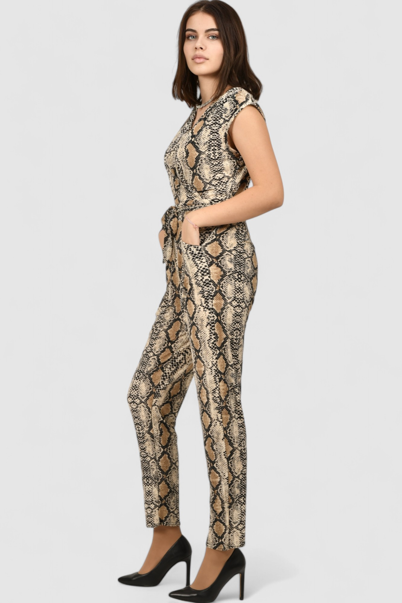 Ženski elegantni kombinezon zmijski uzorak Frankie