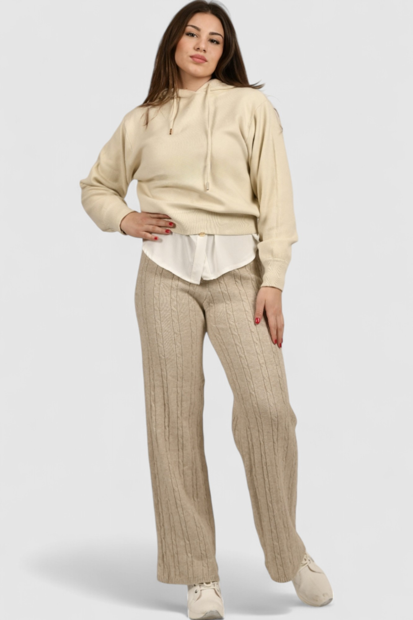 Ženska bež hoodica sa kapuljačom Noelia