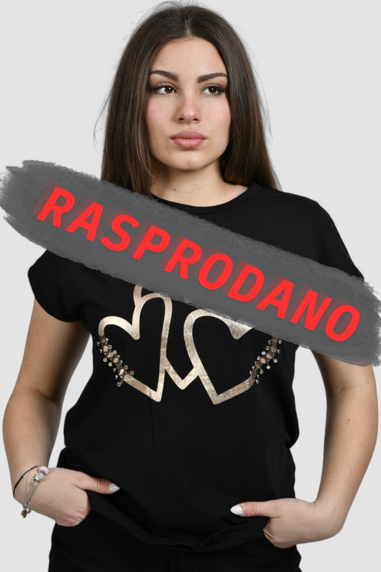 Ženska crna majica kratki rukav Melody