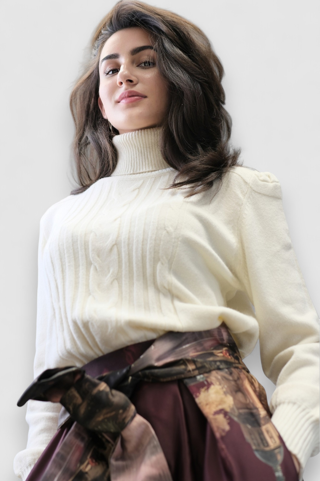 Ženski bijeli topliji džemper Maelle