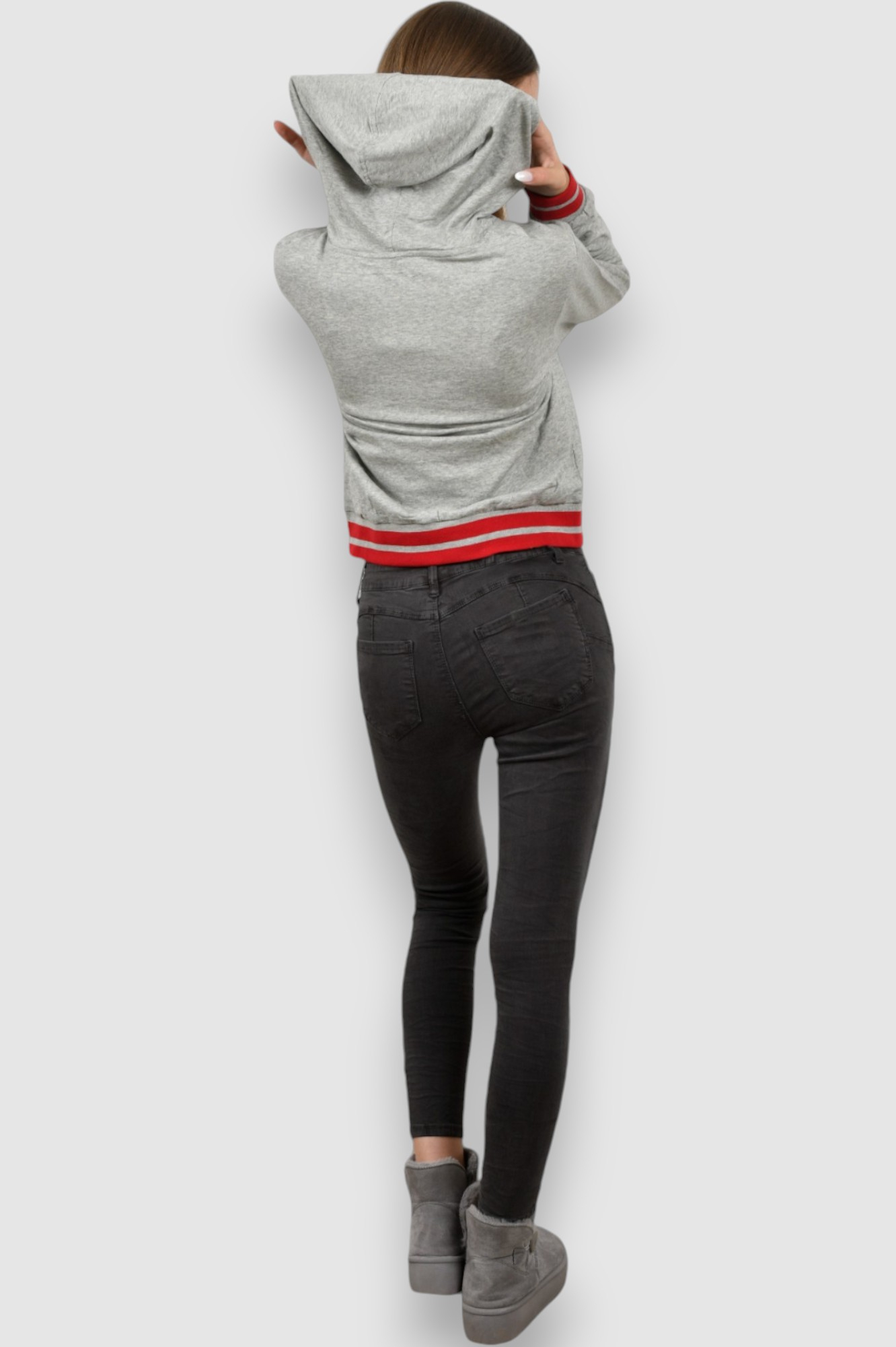 Ženska siva hoodica sa kapuljačom Mela