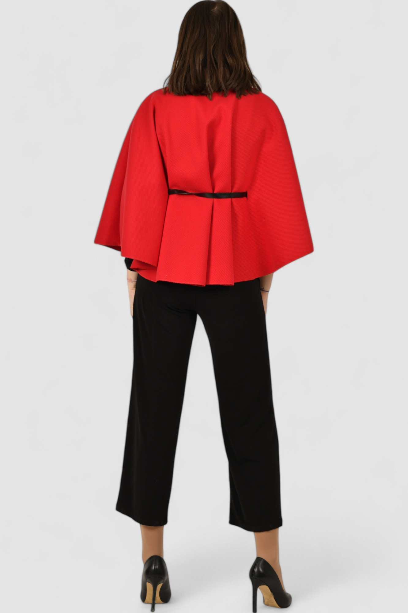 Ženski crveni poncho Francesca