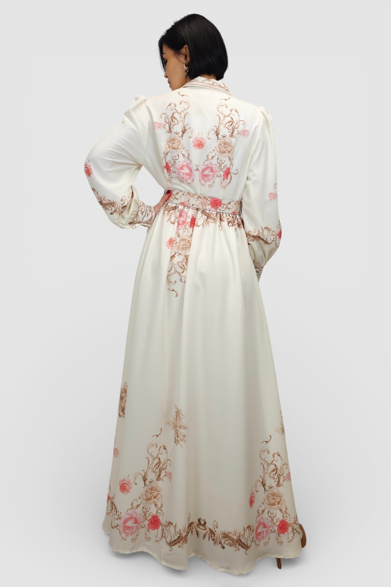 Bež elegantna haljina Monica u francuskom vintage stilu