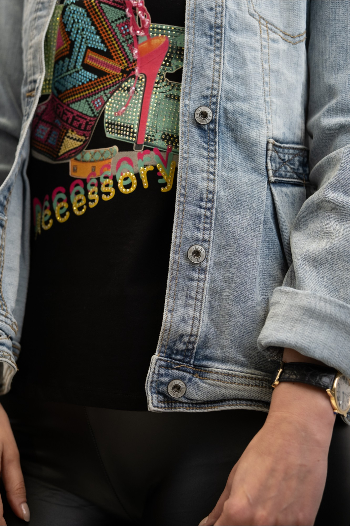 Ženska crna majica kratki rukav Delina