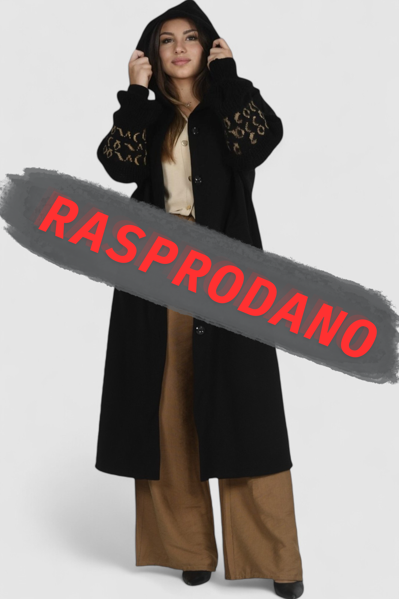 Ženski crni dugi kaput Zayna