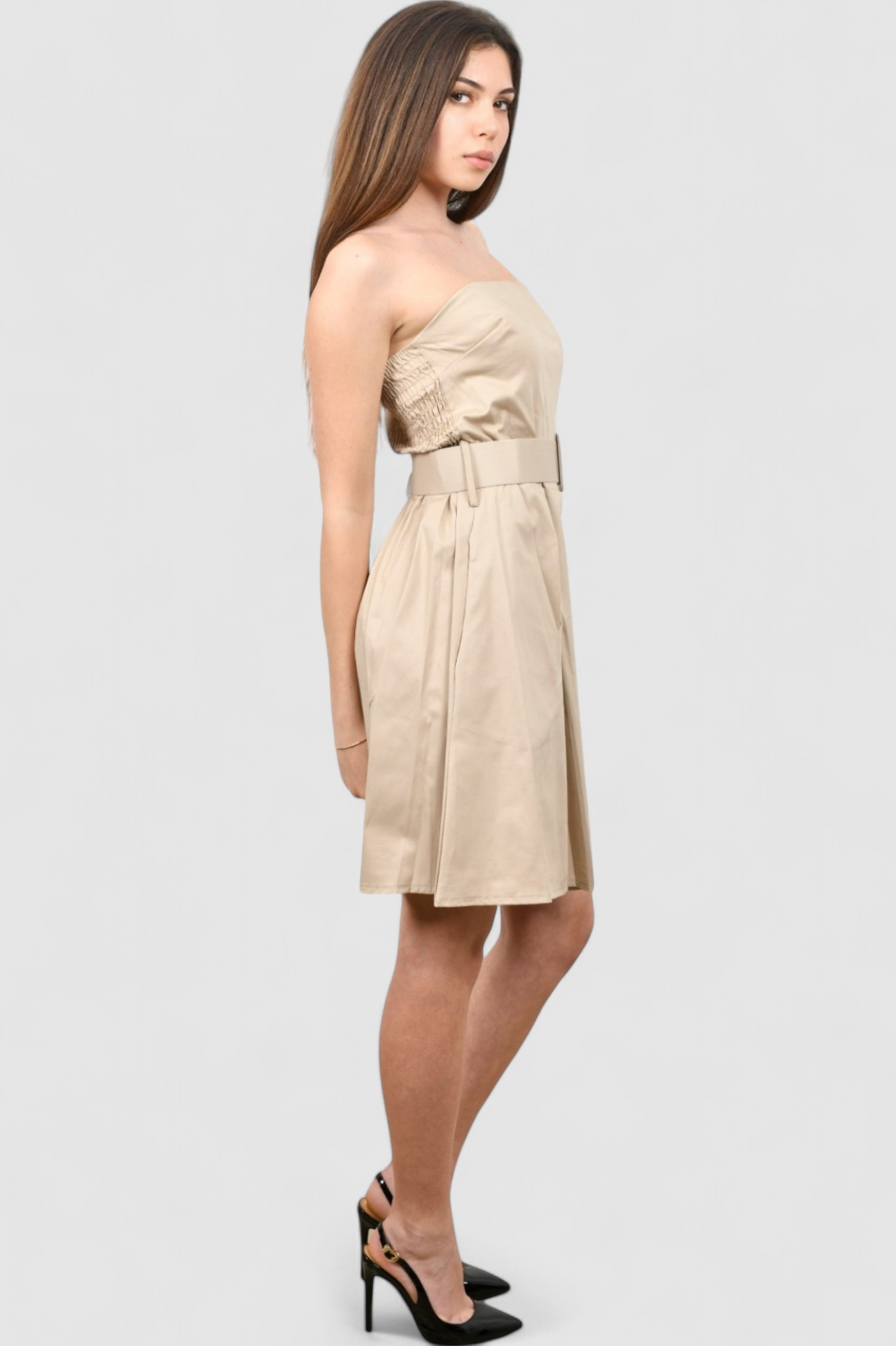 Ženska bež koktel haljina Daniela