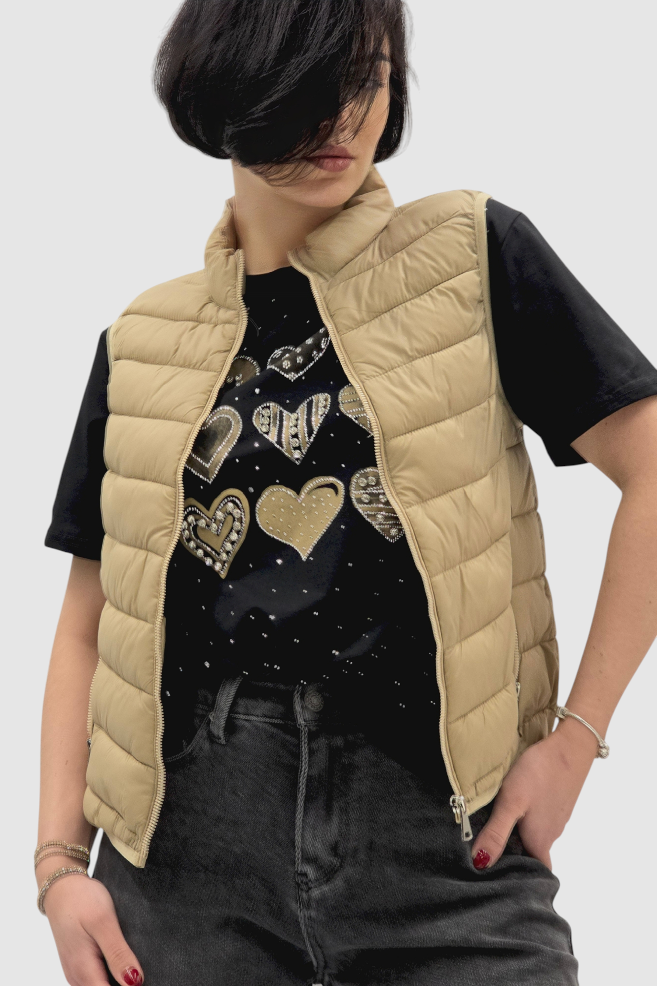 Ženski bež kratki prsluk Felicity