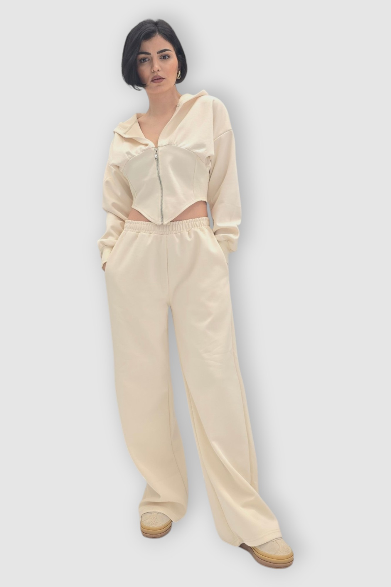 Ženska bež moderna pamučna trenirka Megan