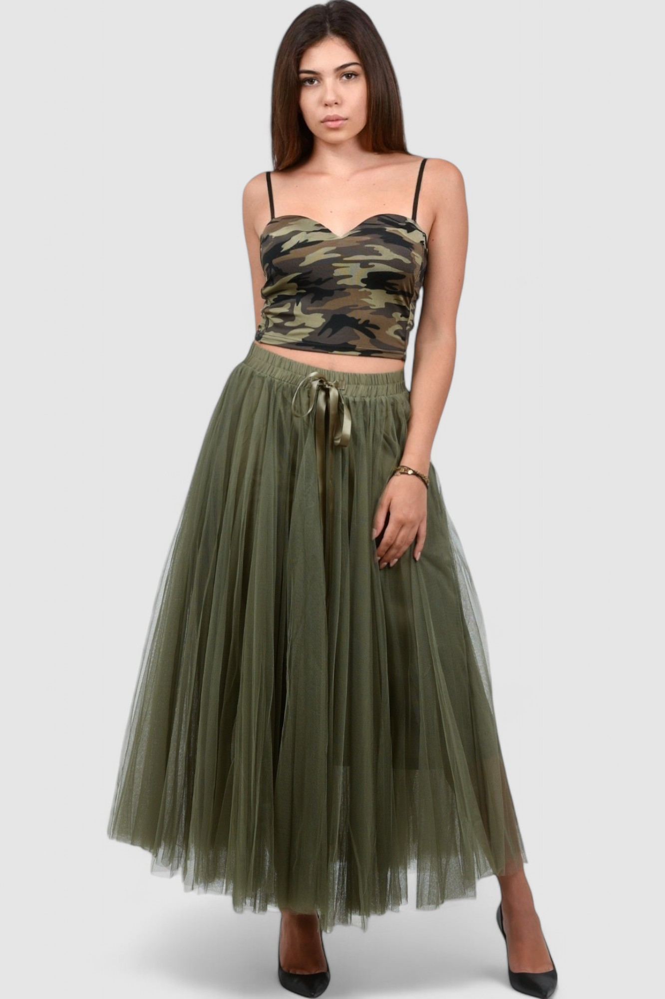 Ženski party top vojnički uzorak Clare