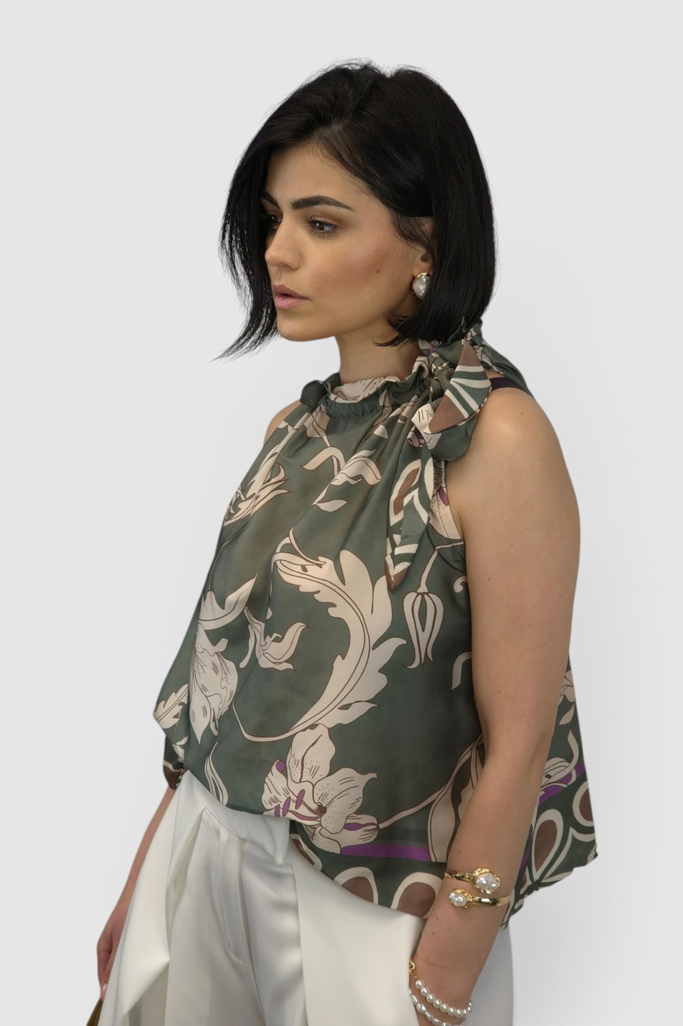 Ženska zelena elegantna bluza Camellia