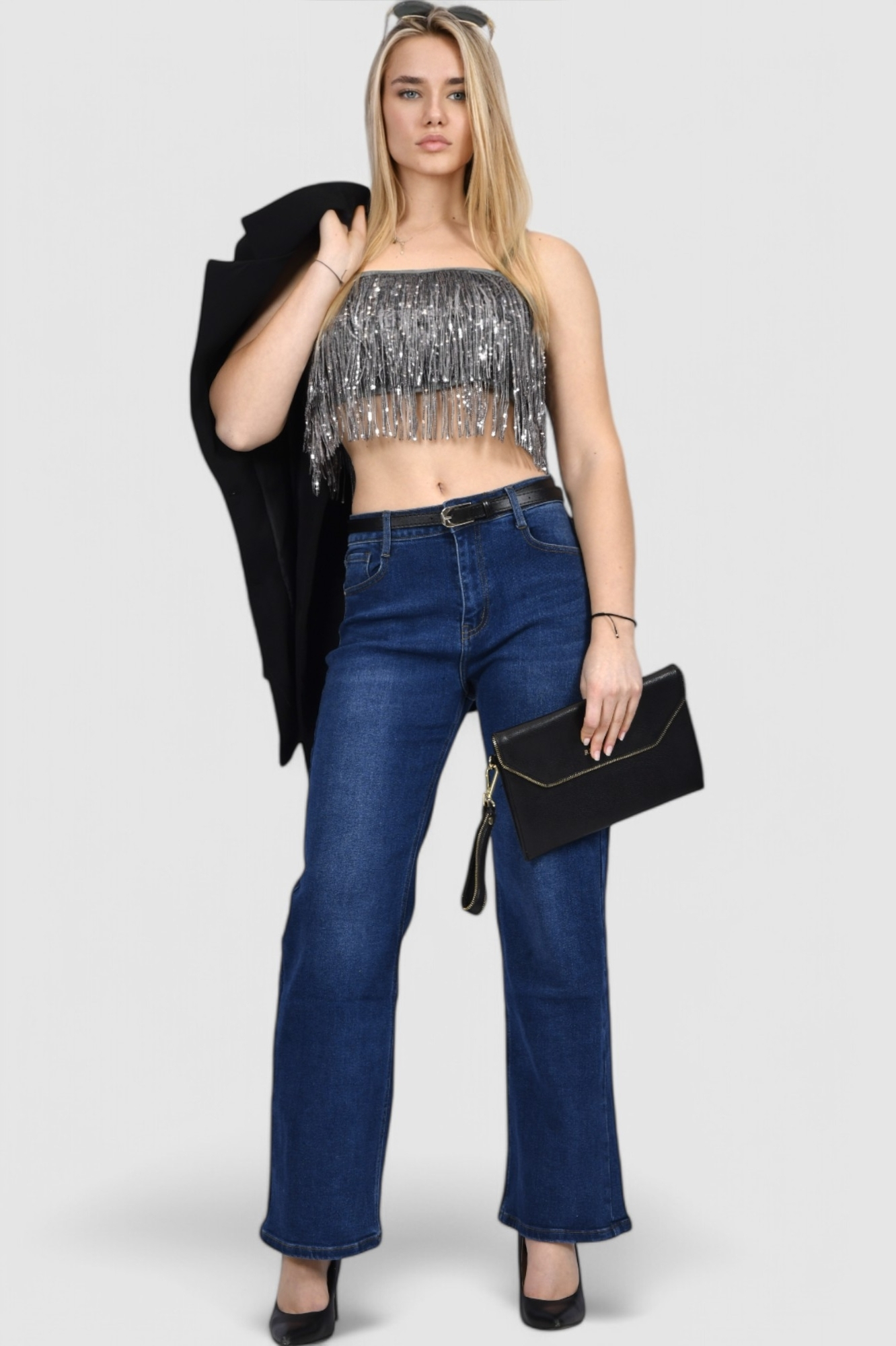 Ženski srebrni party top Eve