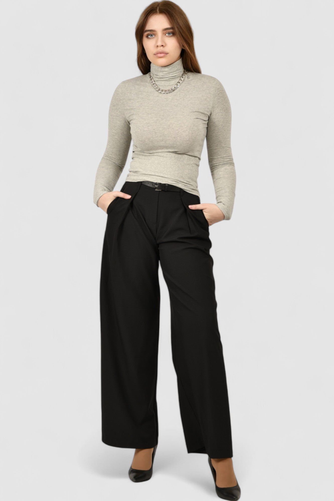 Ženske crne klasične hlače Nicole