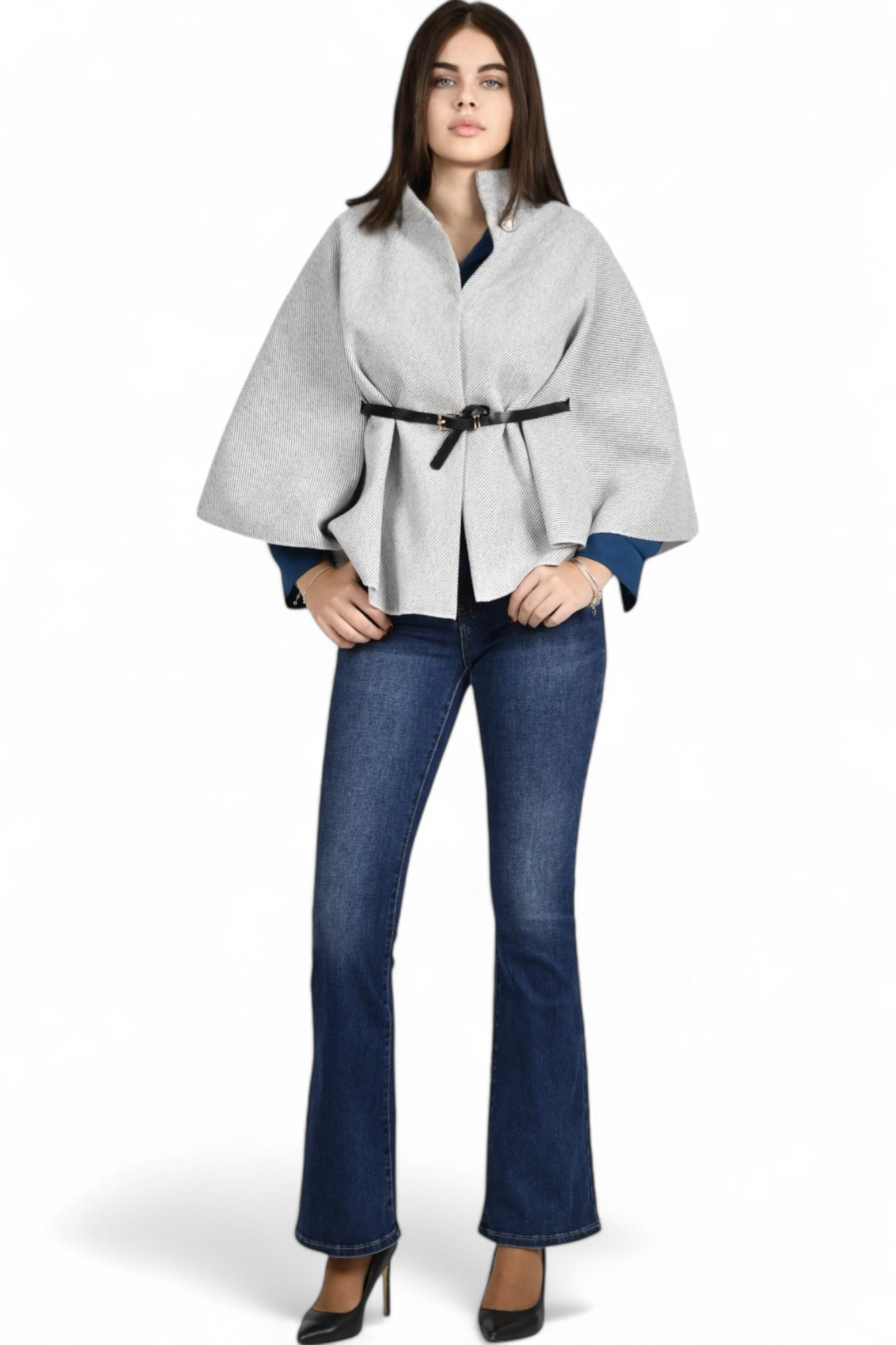 Ženski sivi poncho Francesca