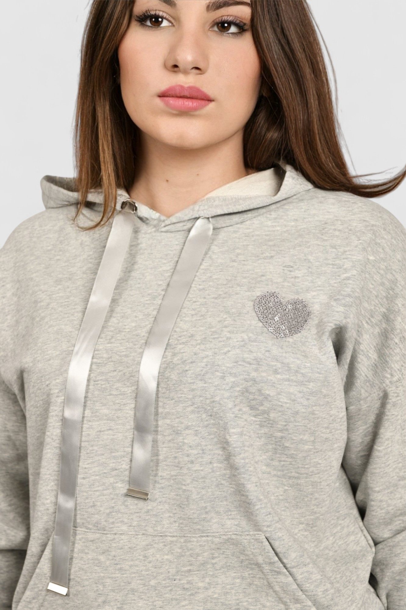 Ženska siva hoodica sa kapuljačom Ysabel