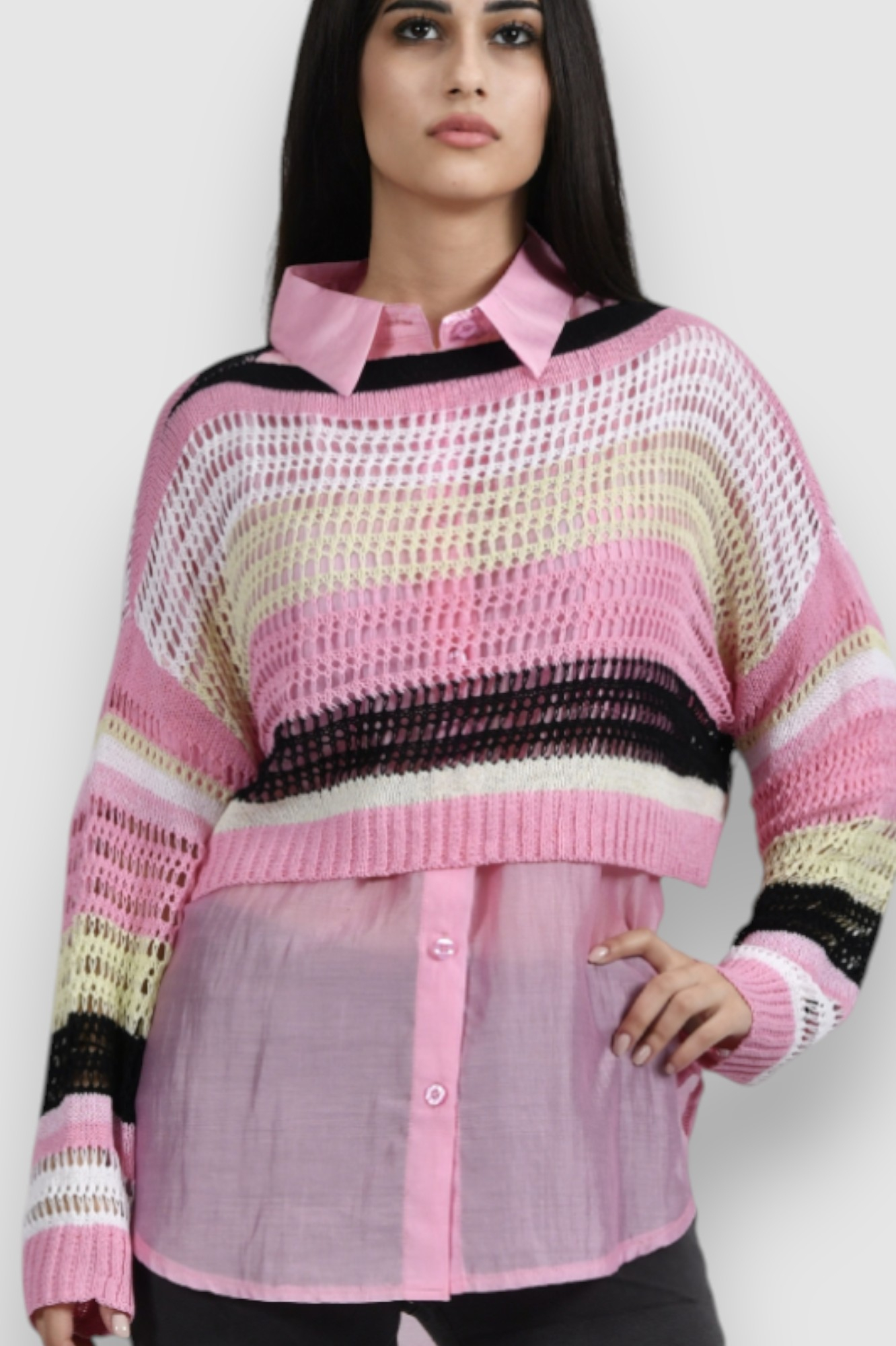 Ženski rozi lagani džemper Ginevra