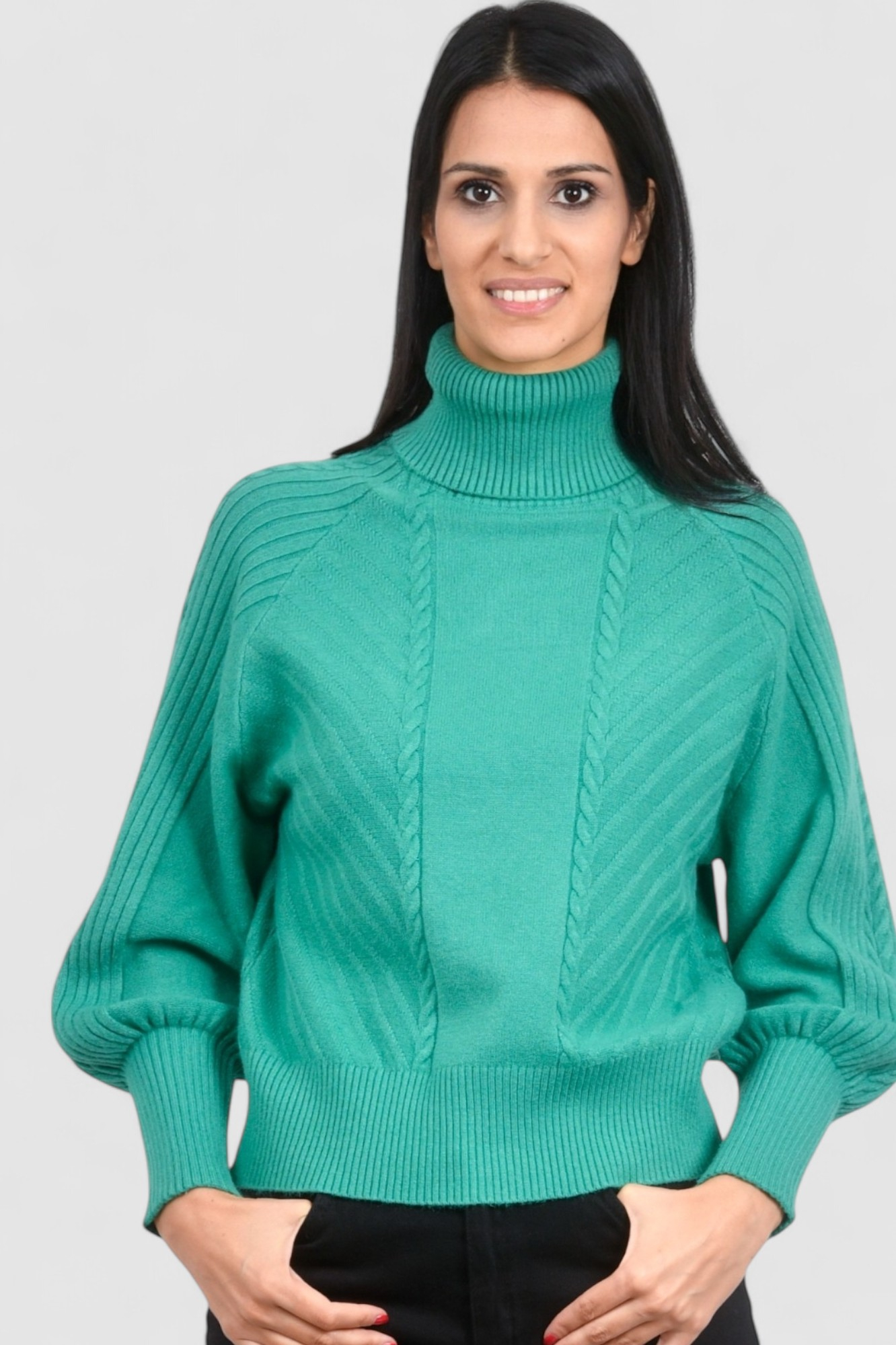 Ženski zeleni topliji džemper Oriana