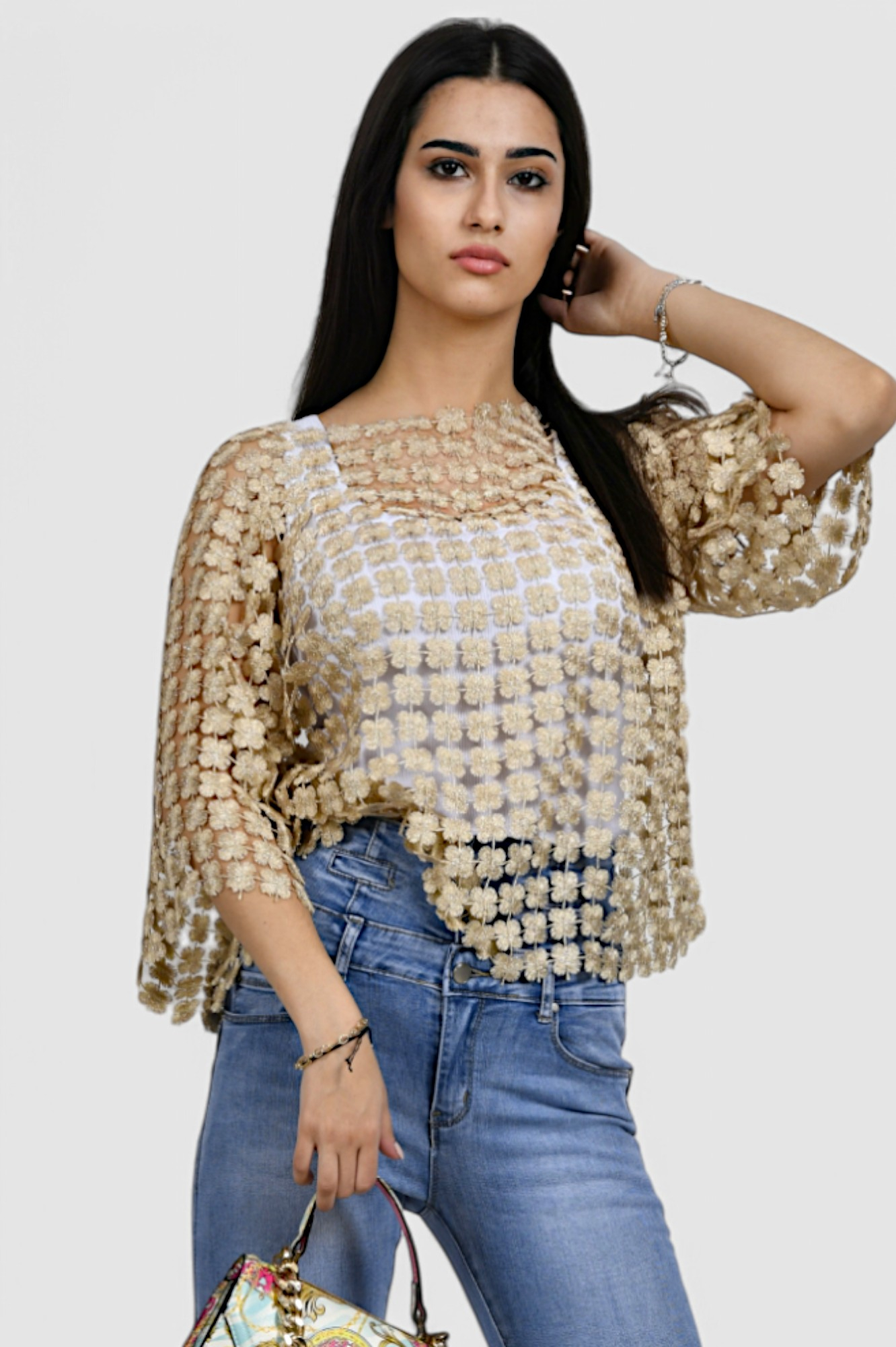 Ženski zlatni party top Elodiie