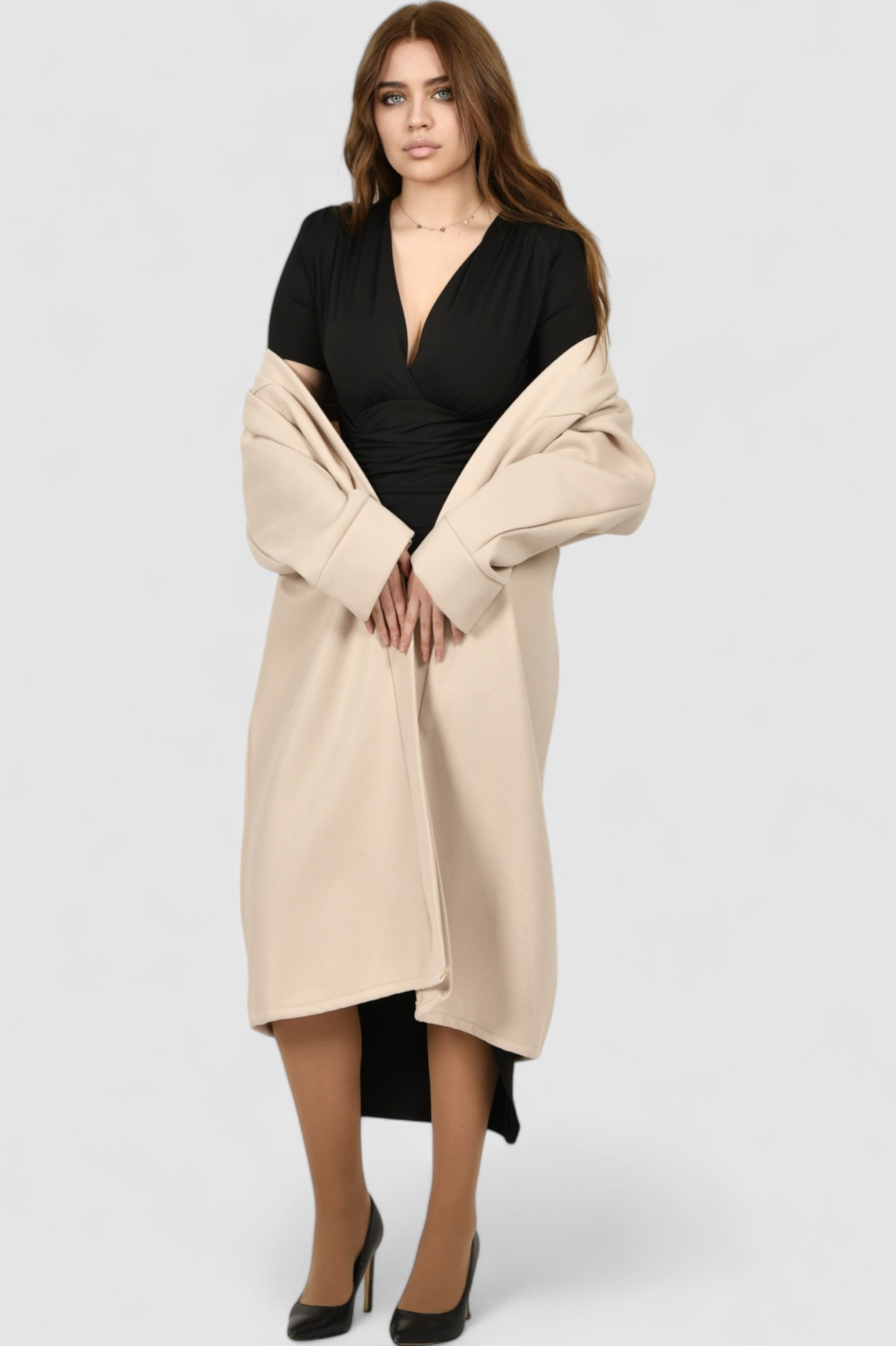 Ženska crna večernja haljina Nadin