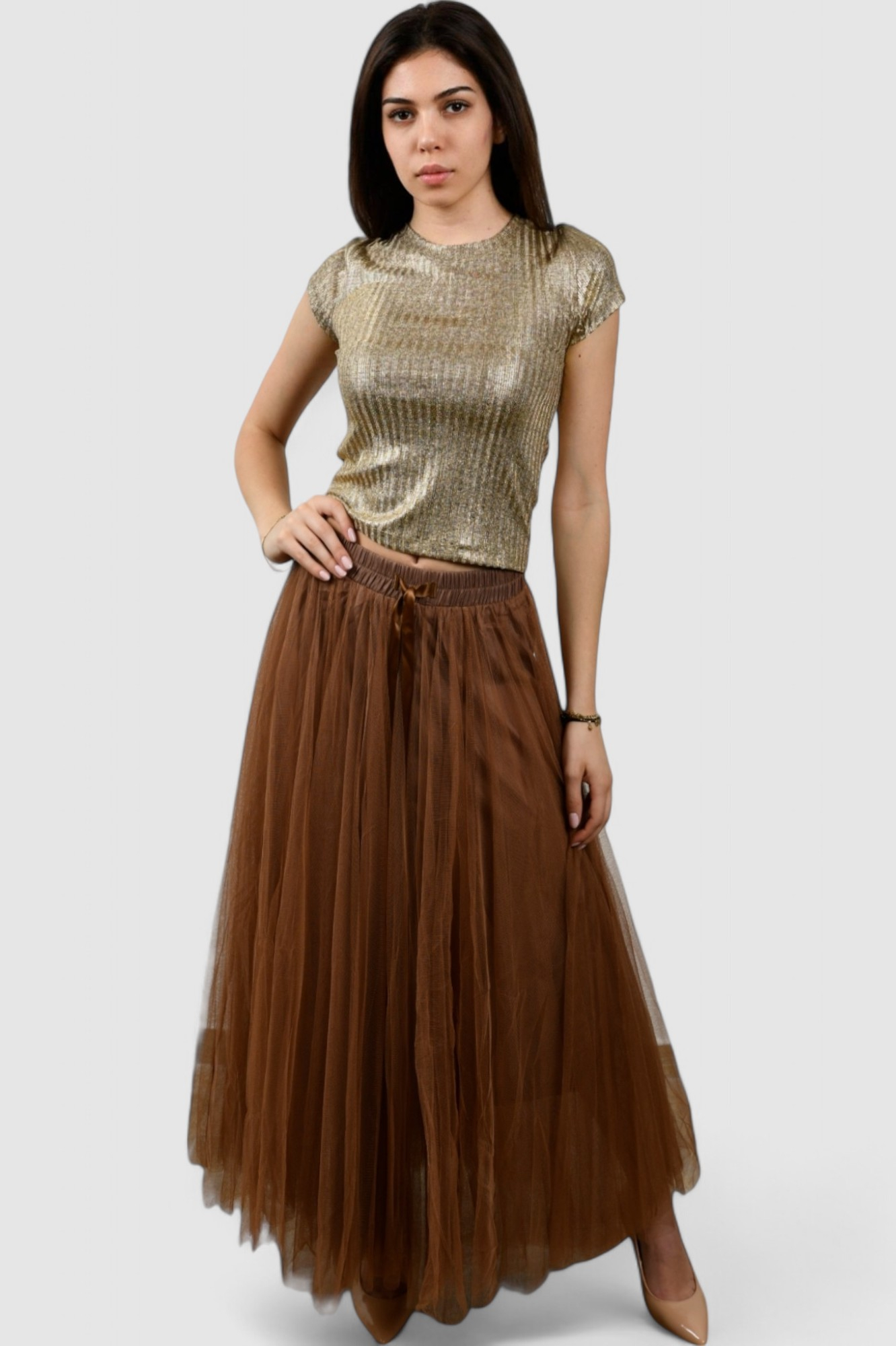 Ženska smeđa maxi suknja Isabel