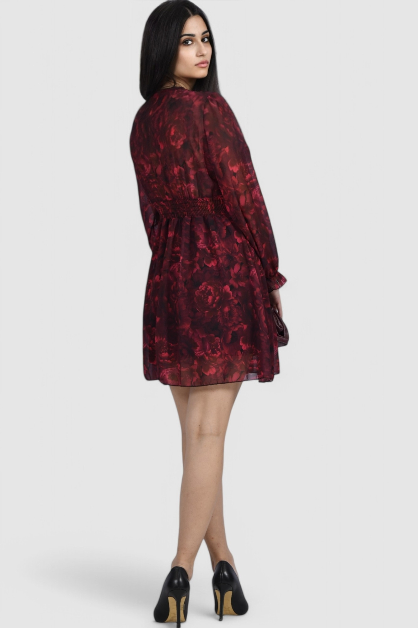 Ženska crvena elegantna kratka haljina Izara