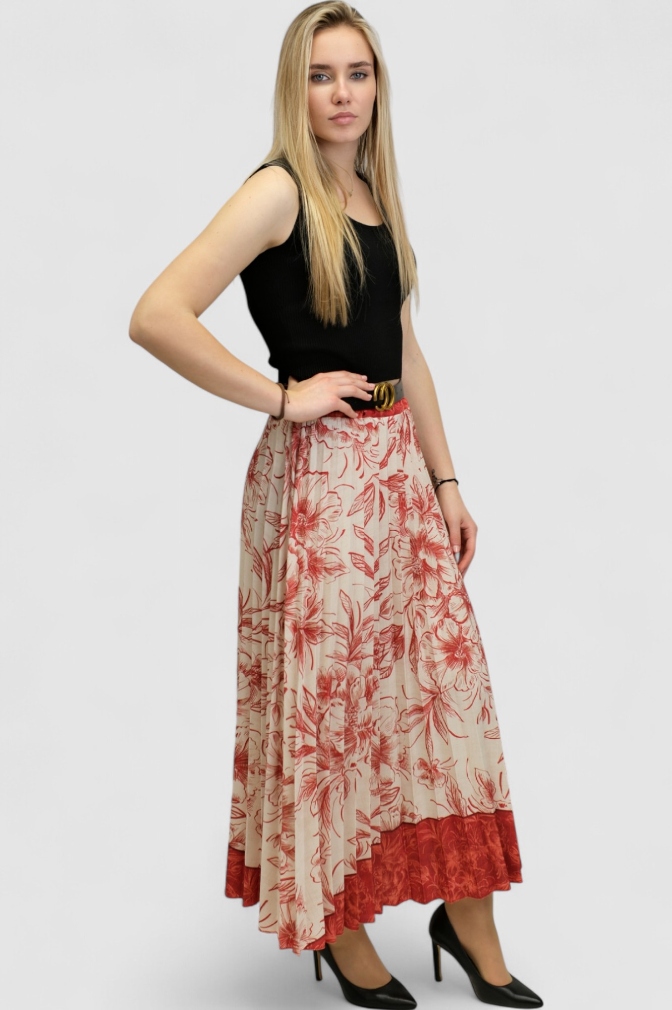 Ženska crvena plisirana suknja Carine