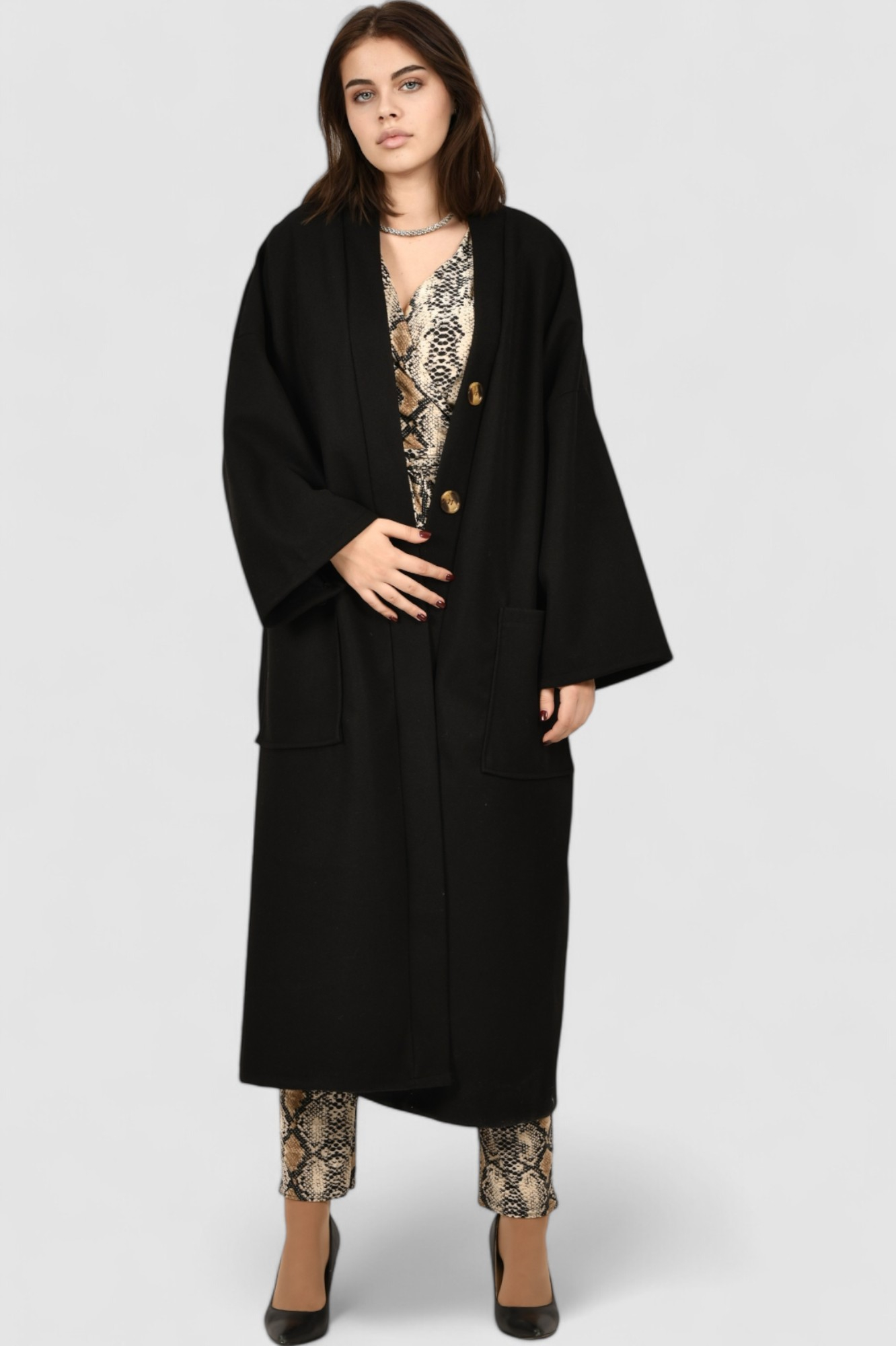 Ženski elegantni kombinezon zmijski uzorak Frankie