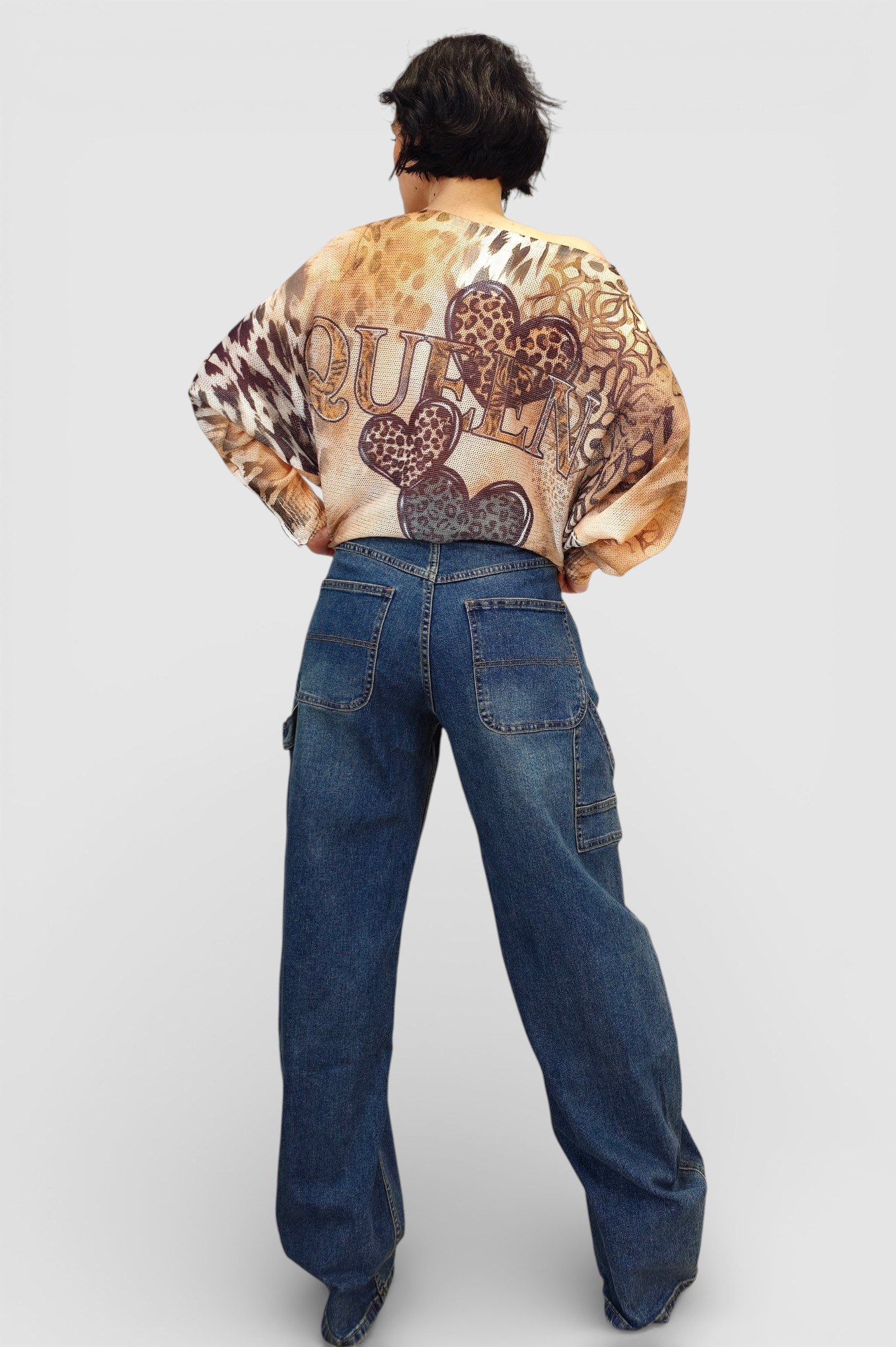 Ženska končana majica dugih rukava Faye sa printom srca