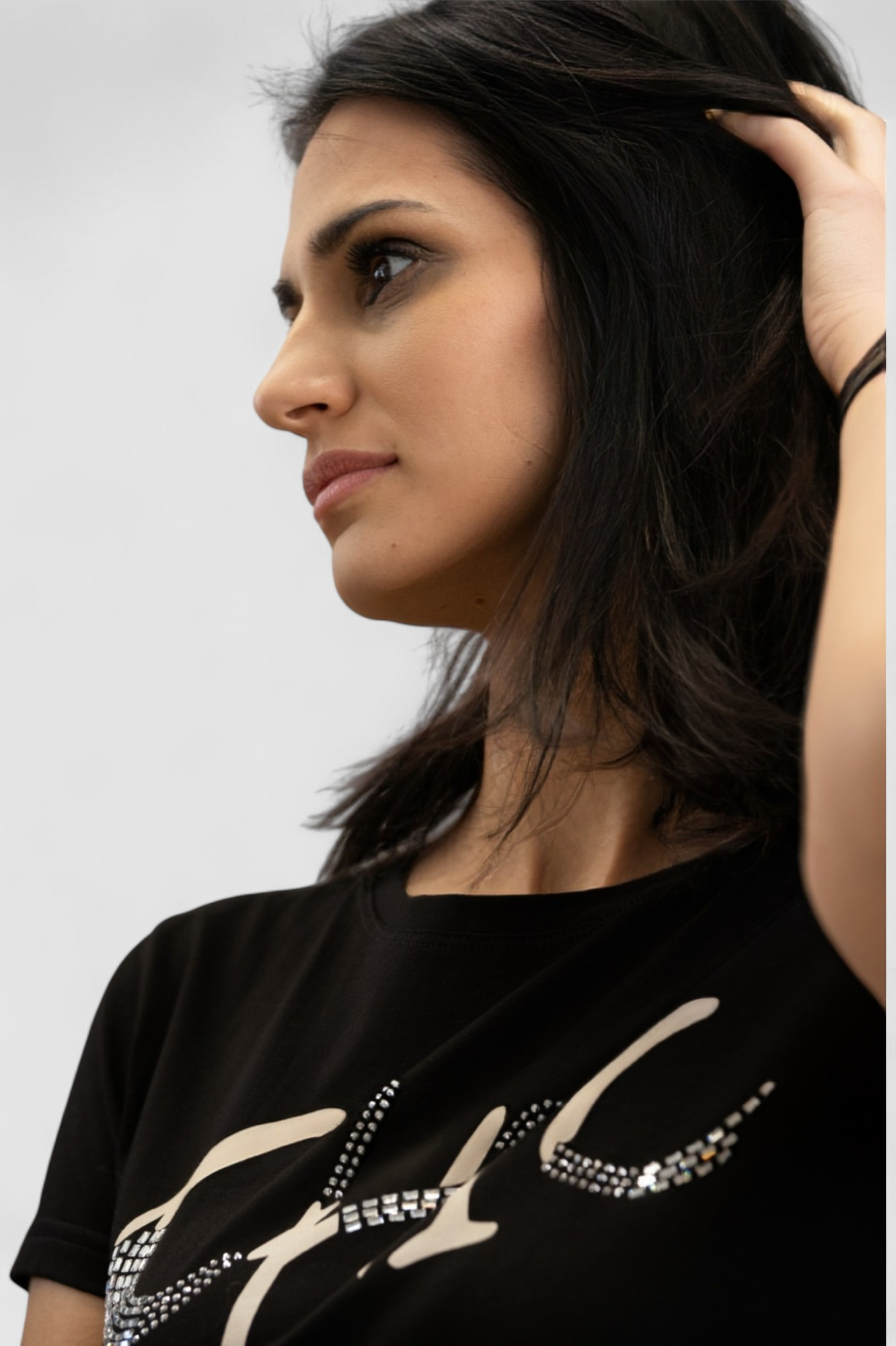 Ženska crna majica kratki rukav Hallie