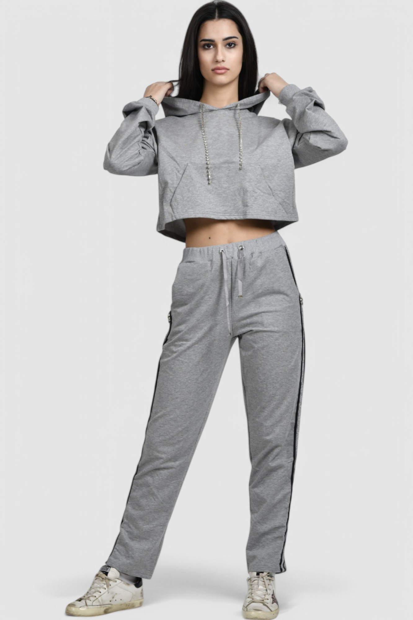 Ženska siva hoodica sa kapuljačom Alteza