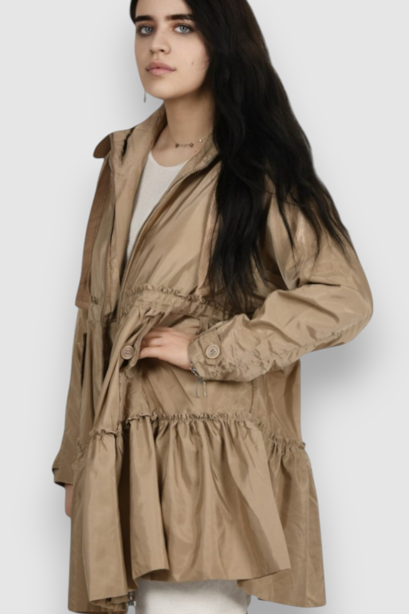 Ženska bež duga jakna Noa