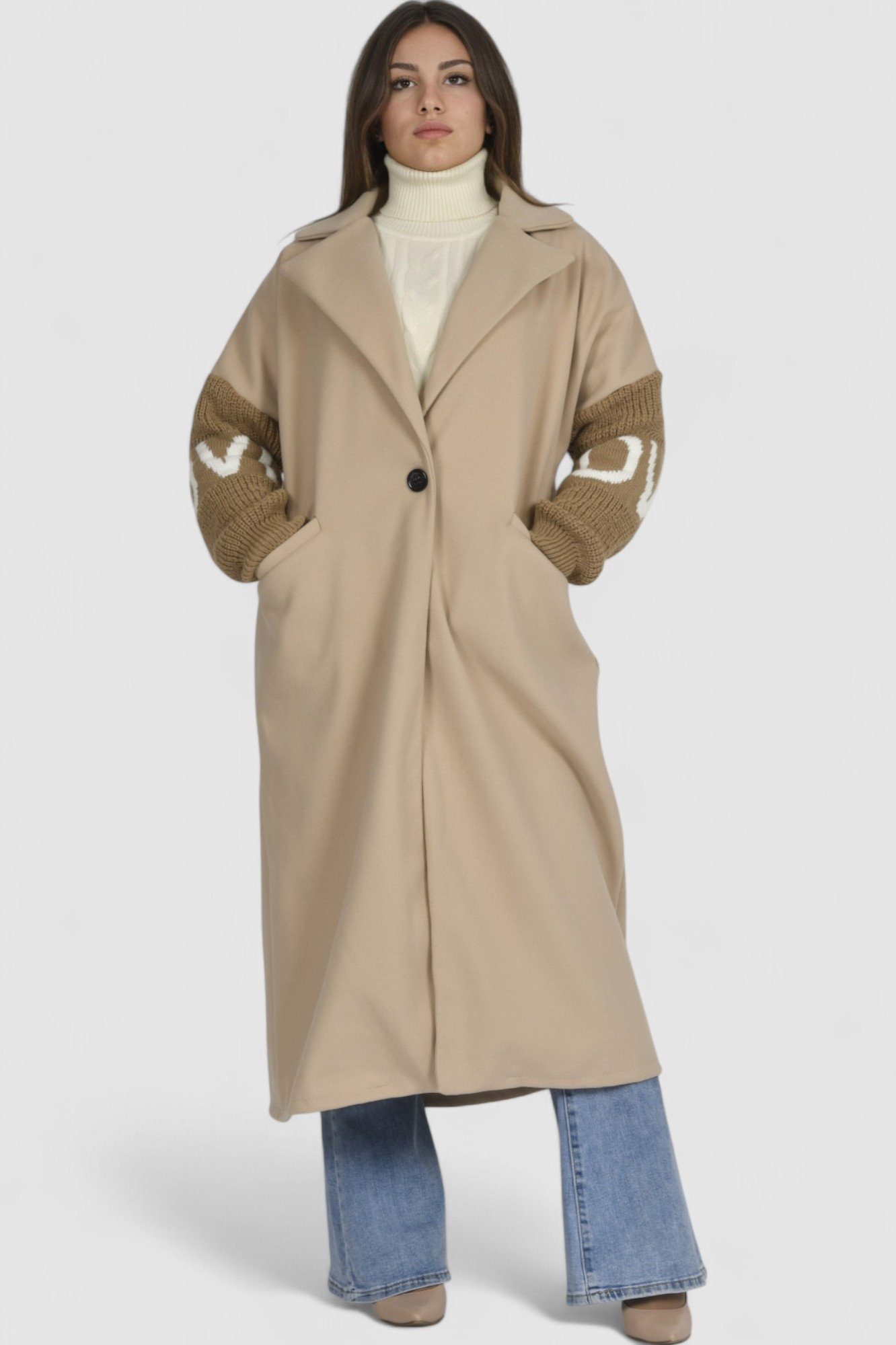 Ženski bež dugi kaput Naja