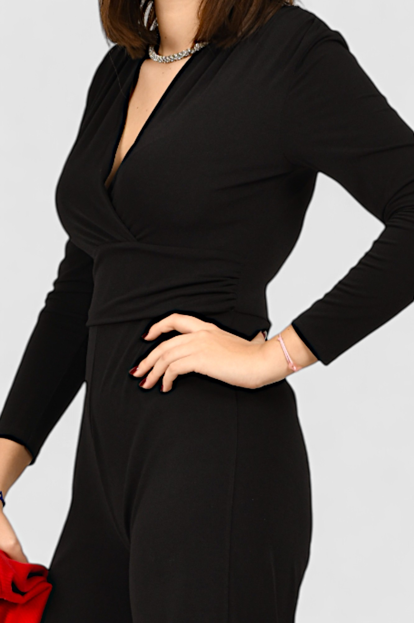 Ženski crni elegantni kombinezon Elara