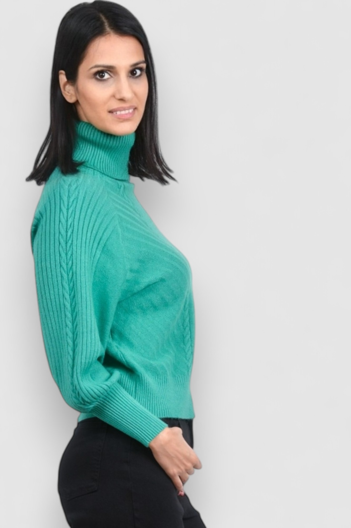 Ženski zeleni topliji džemper Oriana