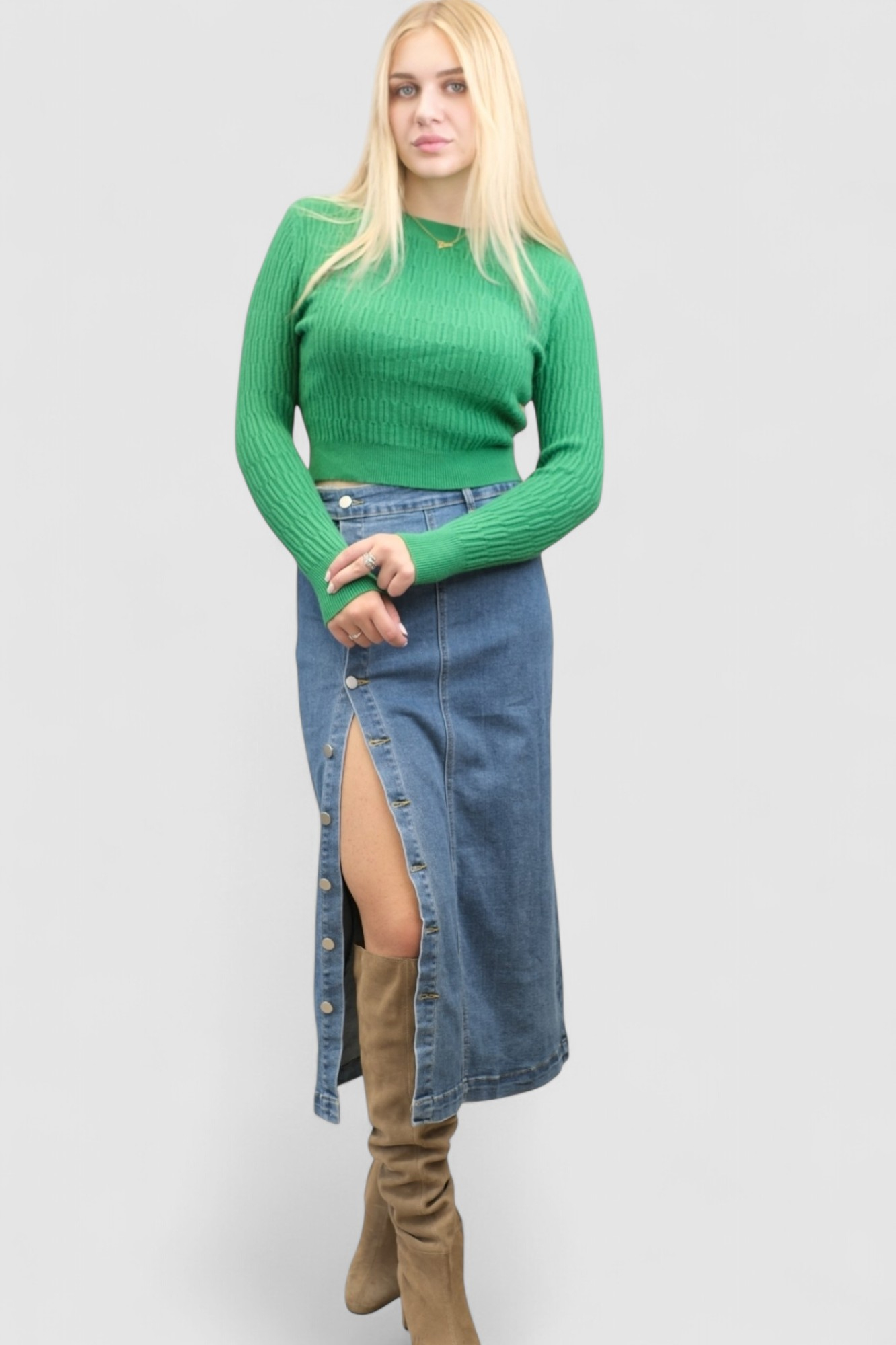 Ženski zeleni lagani džemper sa uzorkom Stella