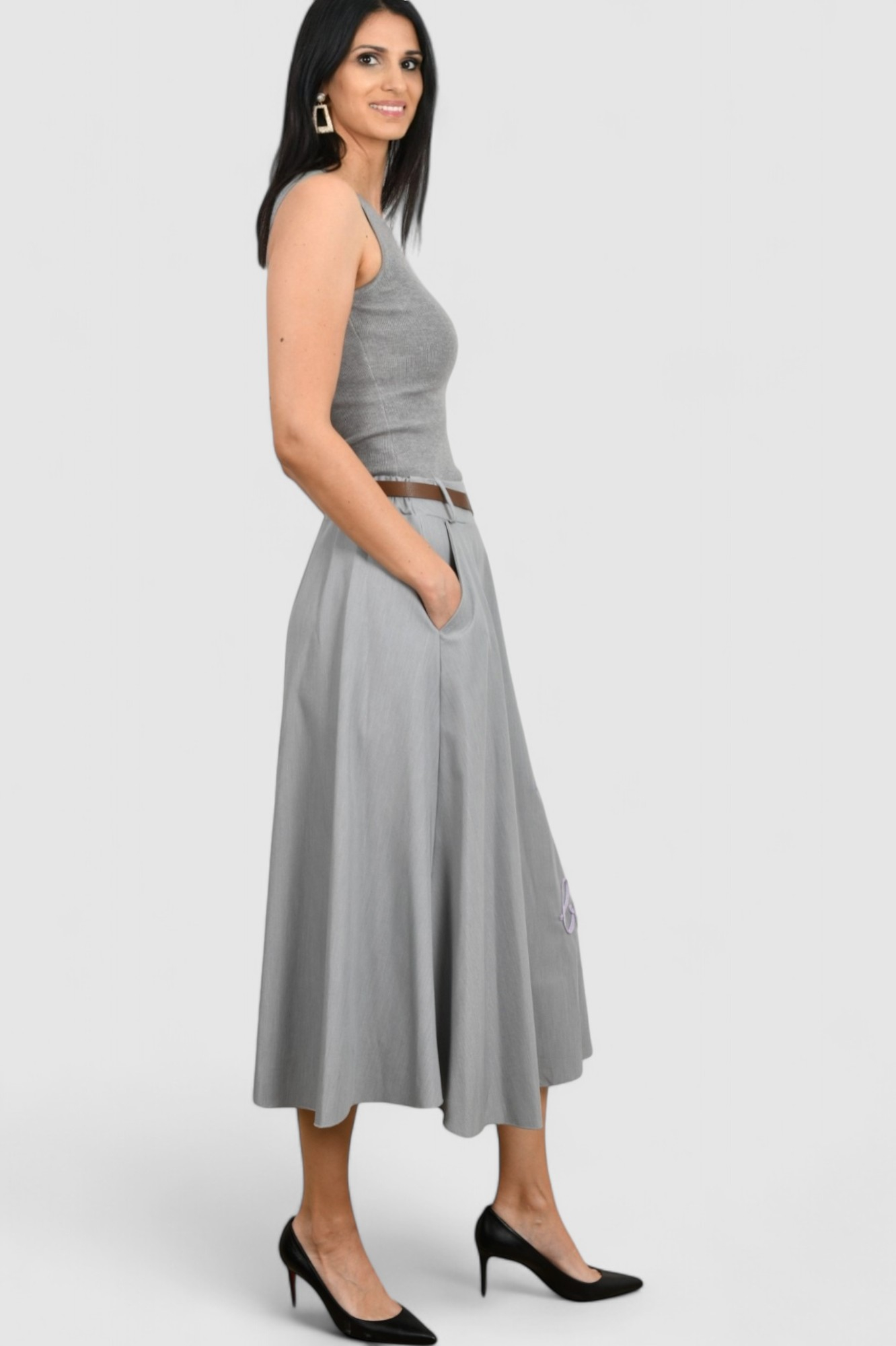 Ženska siva midi suknja May