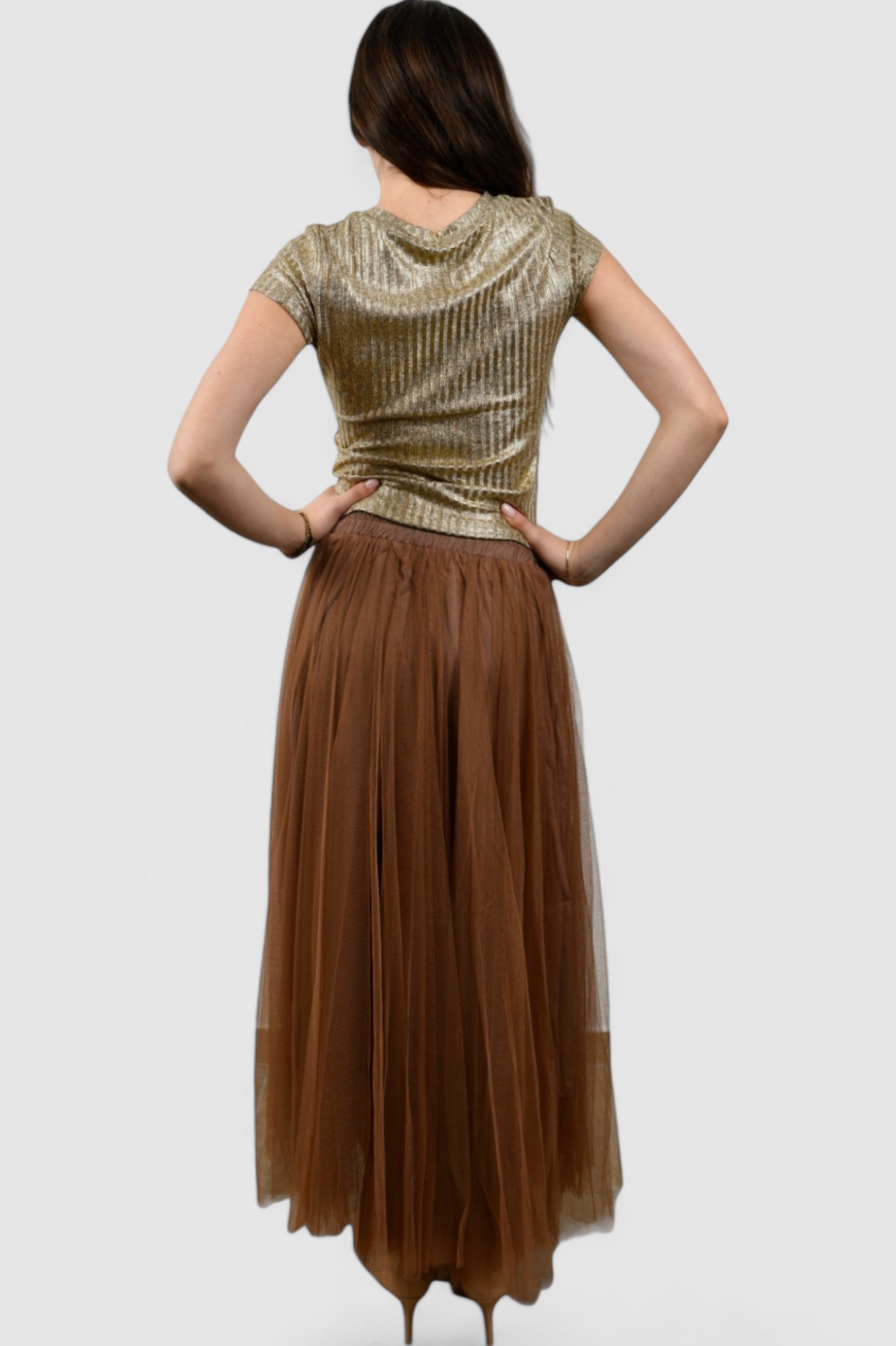 Ženska smeđa maxi suknja Isabel