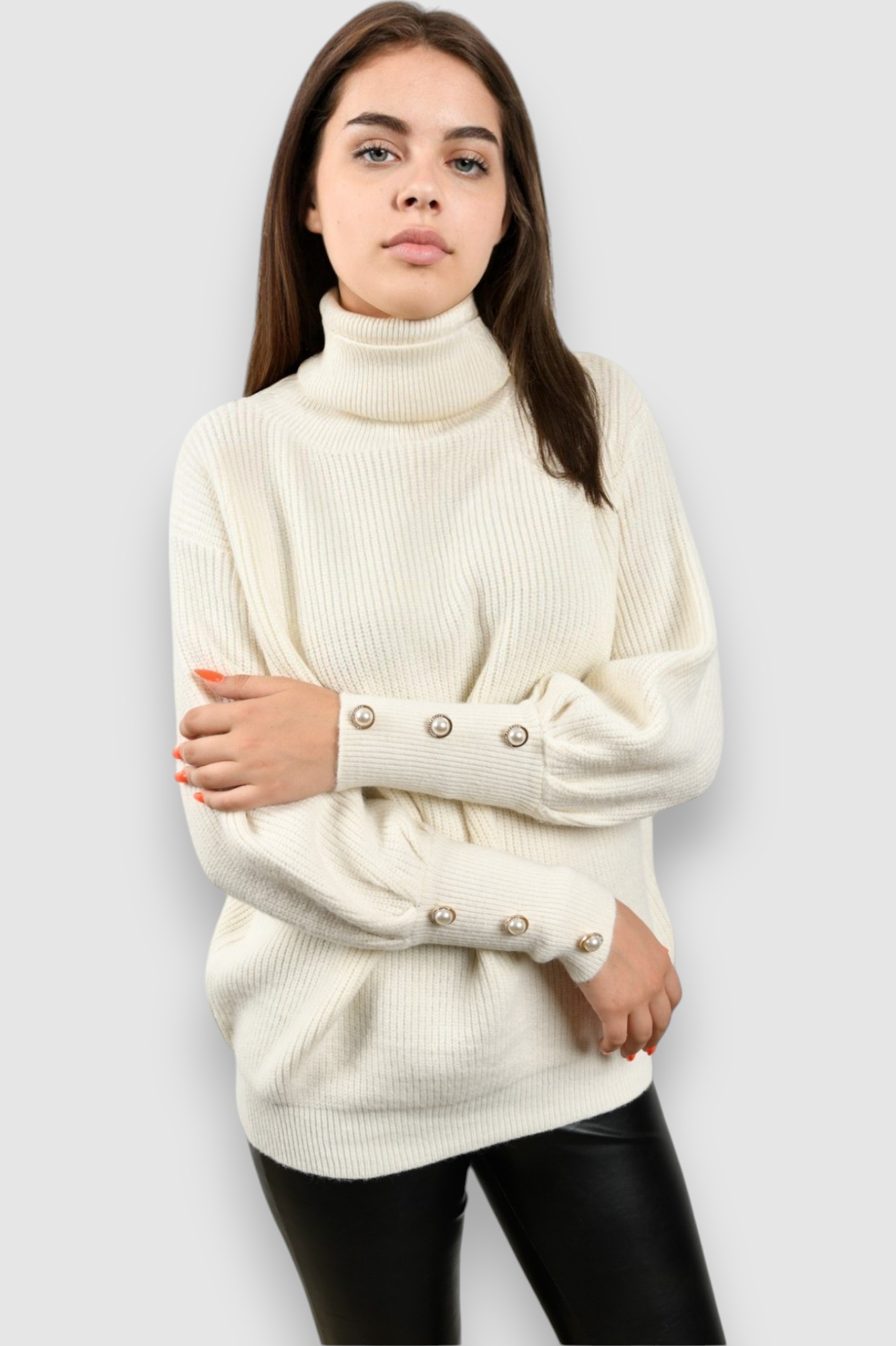 Ženski bijeli topliji džemper Horizon