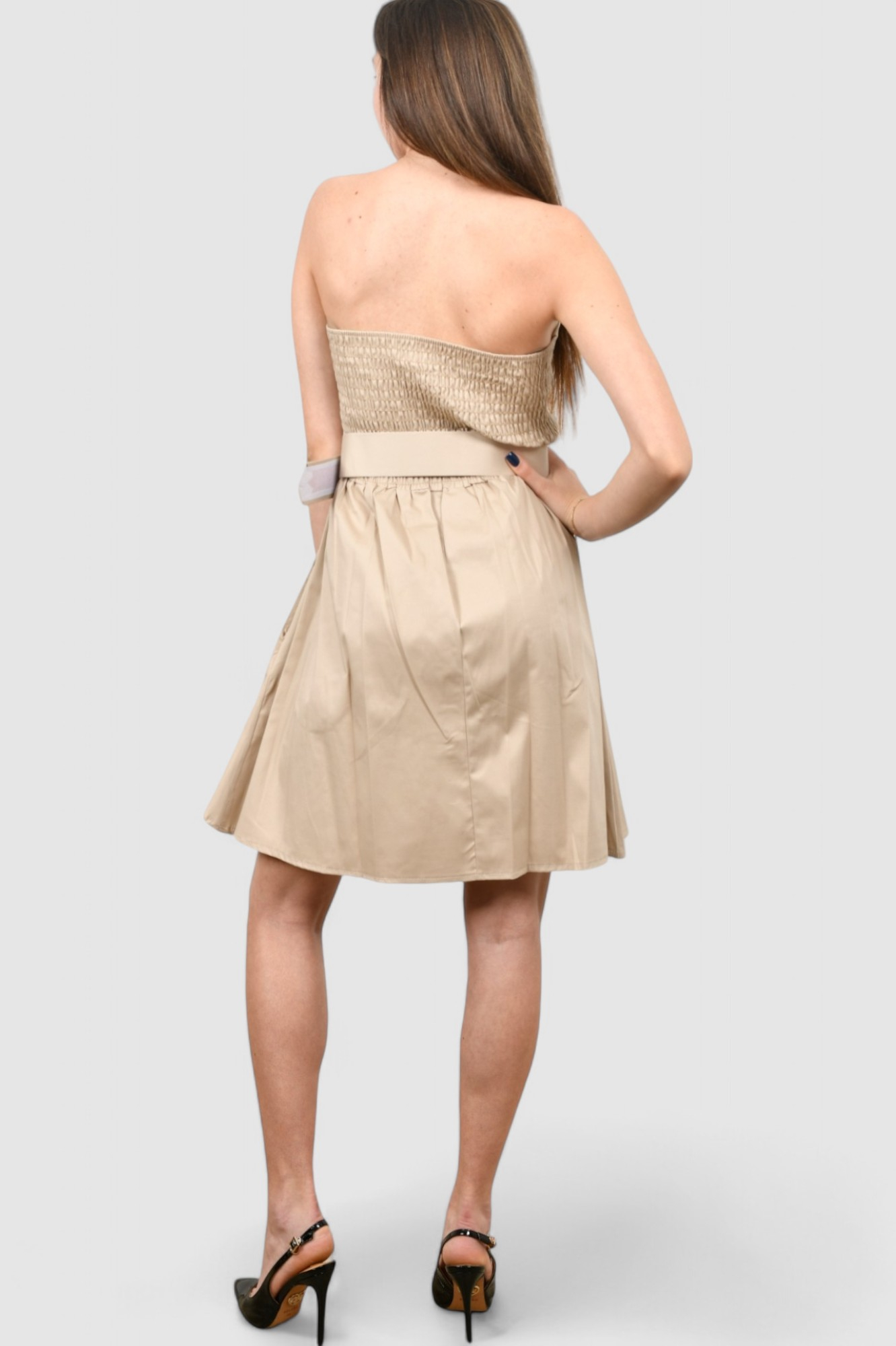 Ženska bež koktel haljina Daniela